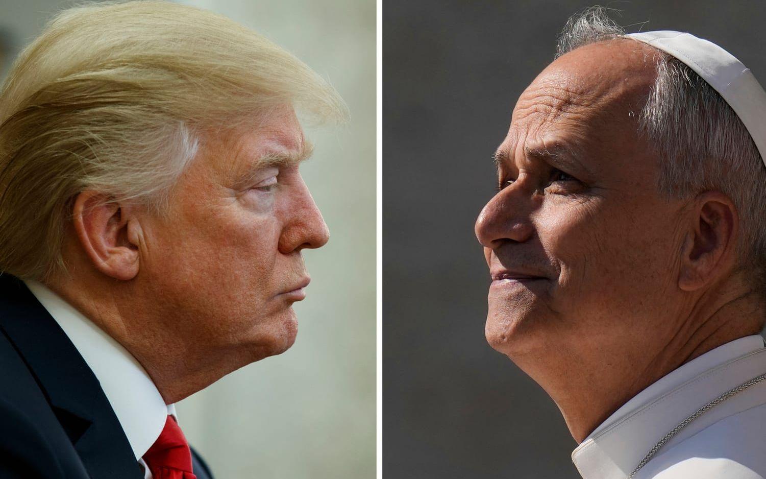 Arkivbilder på Donald Trump och Leo XIV.