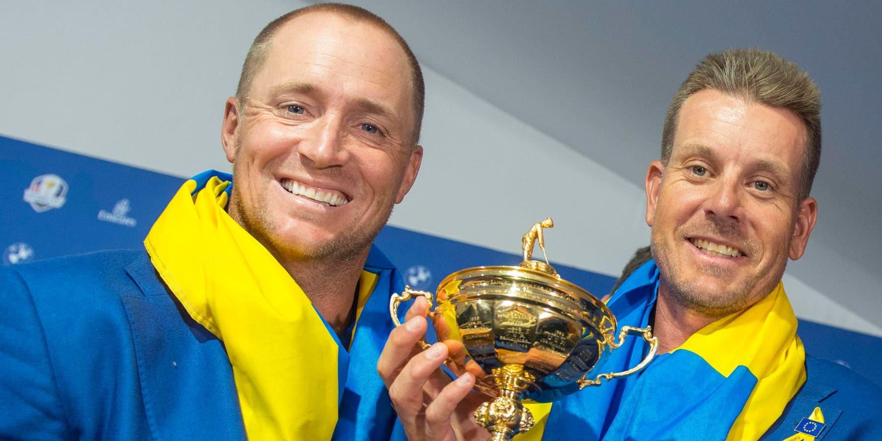 Alex Norén och Henrik Stenson var med och vann Ryder Cup tidigare i höst. Arkivbild.