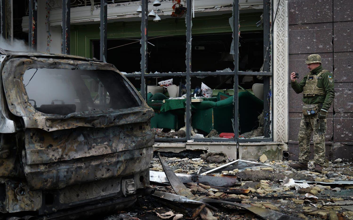 Ukrainsk militär i huvudstaden Kiev.