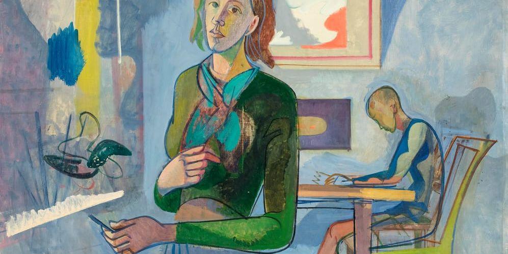 "Interiör med kvinna och barn", en av Greta Knutsons målningar. Pressbild.
