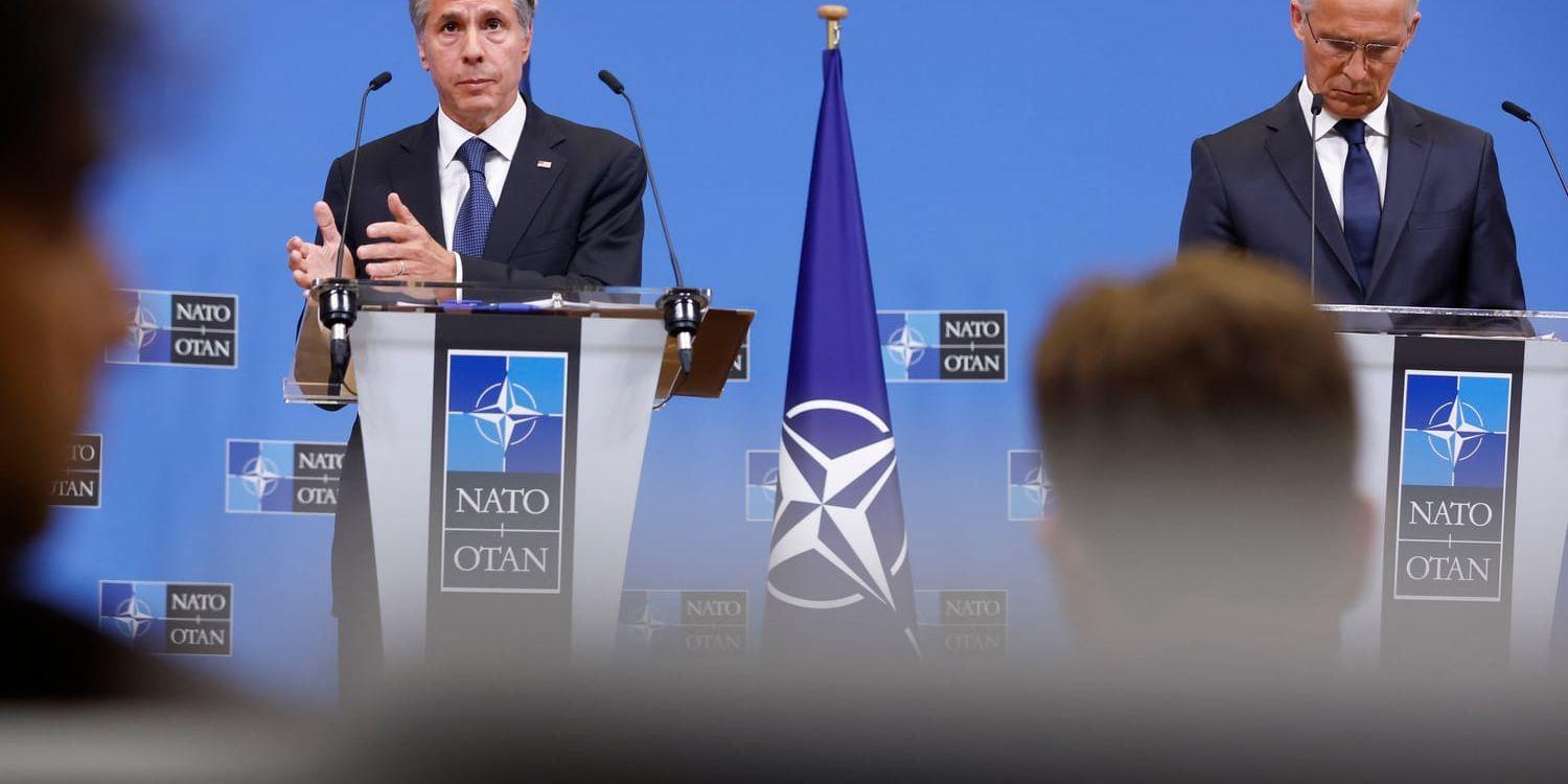 USA:s utrikesminister Antony Blinken (vänster) och Natos generalsekreterare Jens Stoltenberg.