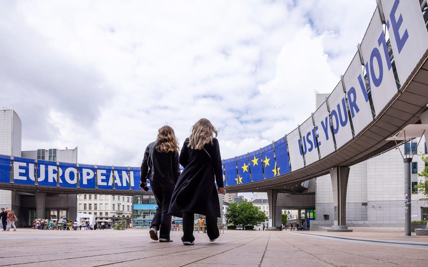 Belgisk polis har genomsökt kontor i EU-parlamentets lokaler i Bryssel. Arkivbild.