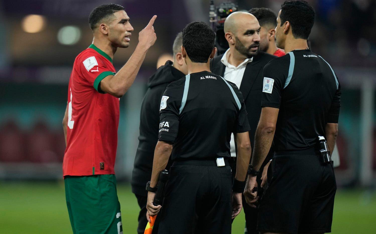 Marockos Achraf Hakimi var kritisk mot domaren efter bronsmatchen. 