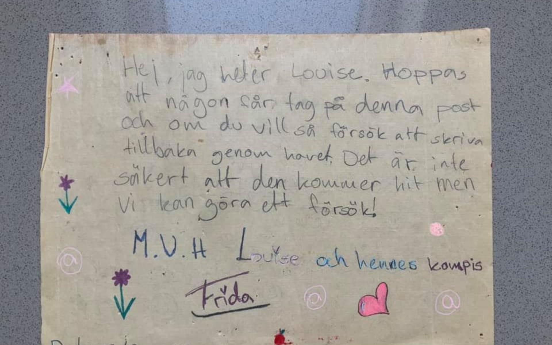 Brevet som flöt iland på stranden på norra Själland.