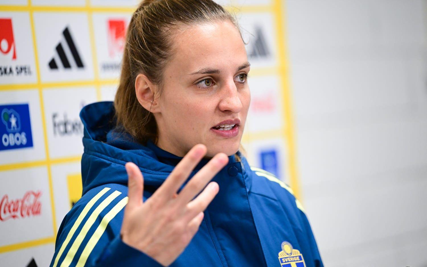 Nathalie Björn peppade landslagskompisarna. Arkivbild.