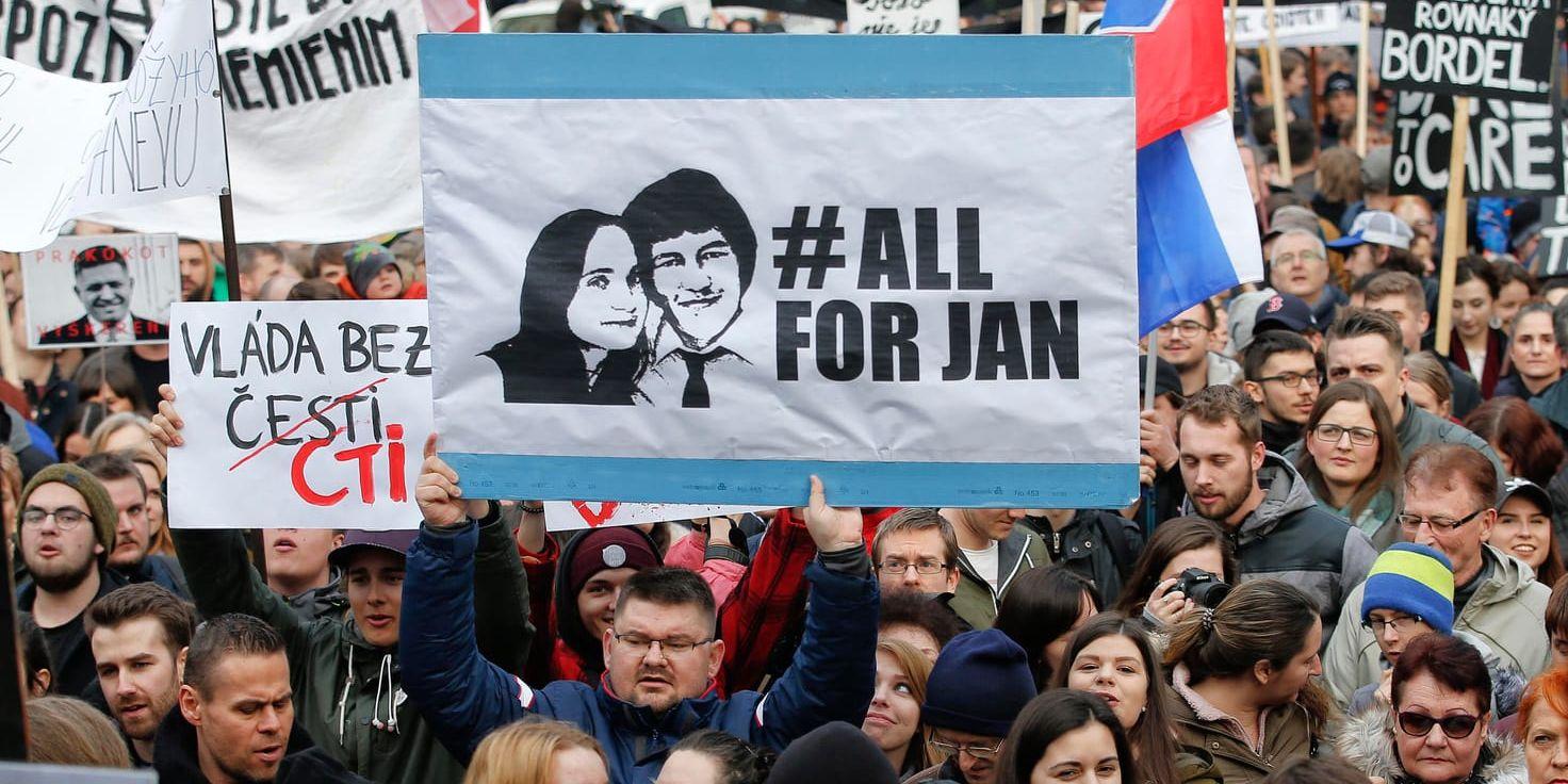 Protesterna i Slovakien har redan fått flera politiker att avgå. Arkivbild.