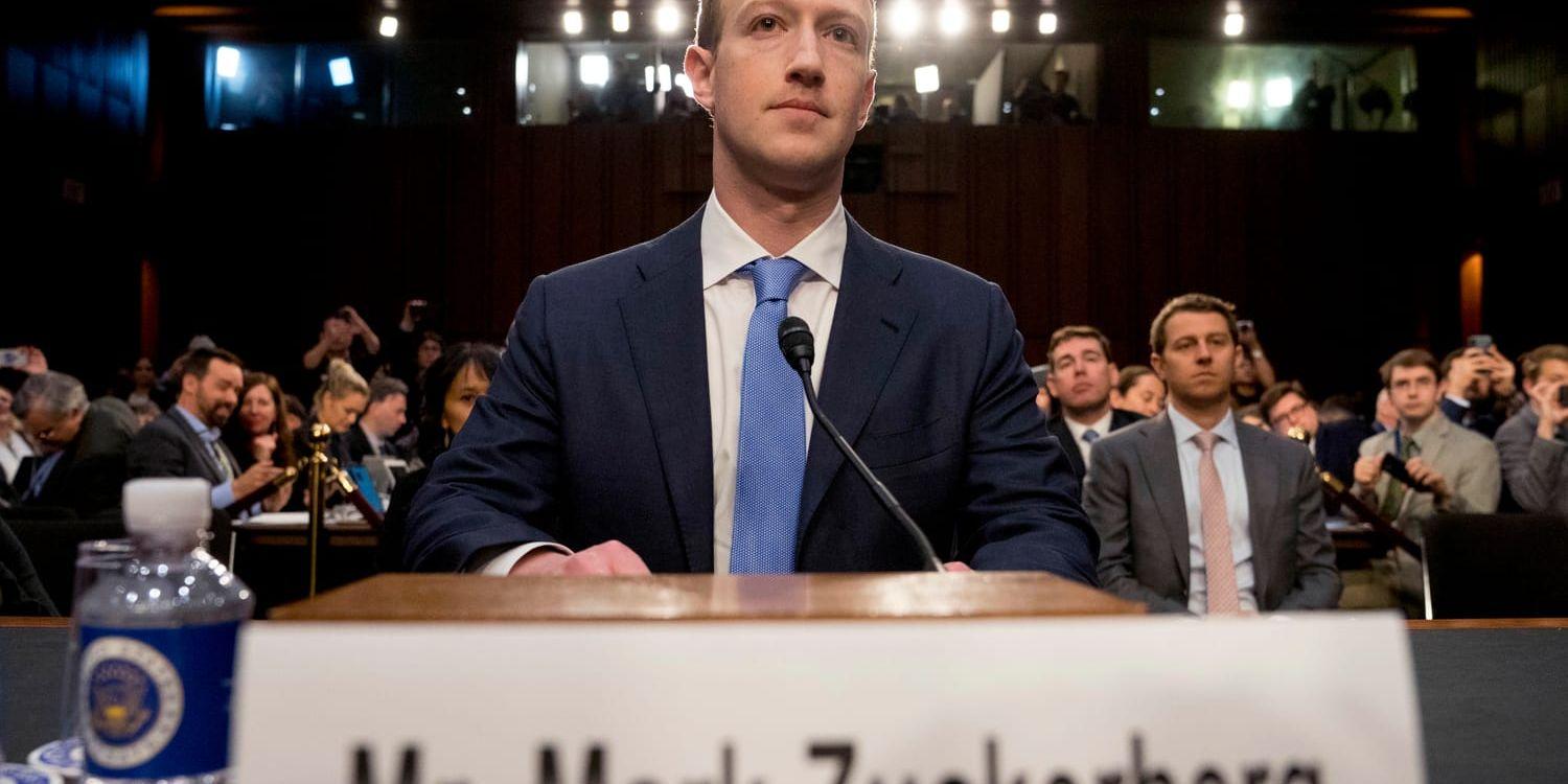 Facebooks vd Mark Zuckerberg, vid utfrågningen gällande hur användares data använts i amerikanska valkampanjen.