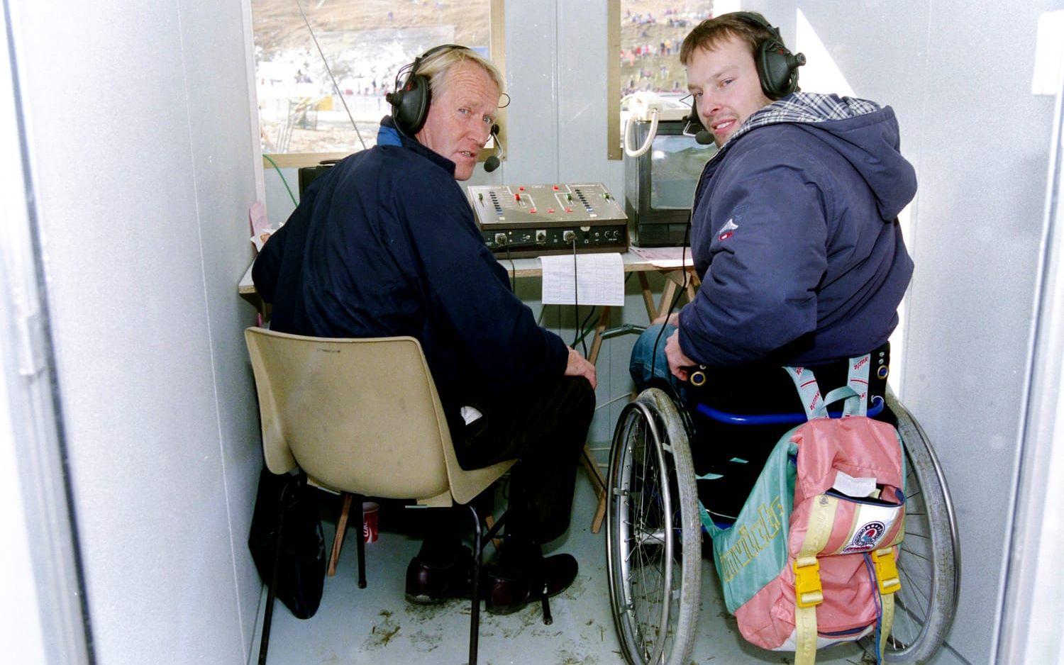 Göran Zachrisson kommenterar den alpina världscupen tillsammans med  Thomas Fogdö år 1995. 