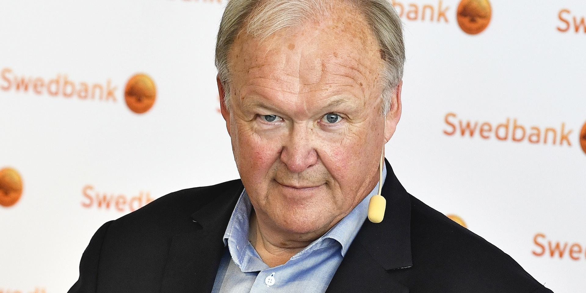 Göran Persson, socialdemokratisk statsminister 1996–2006 och ordförande i storbanken Swedbanks styrelse sedan i juni, är kritisk mot den rödgröna regeringens planer på en bankskatt. Arkivbild