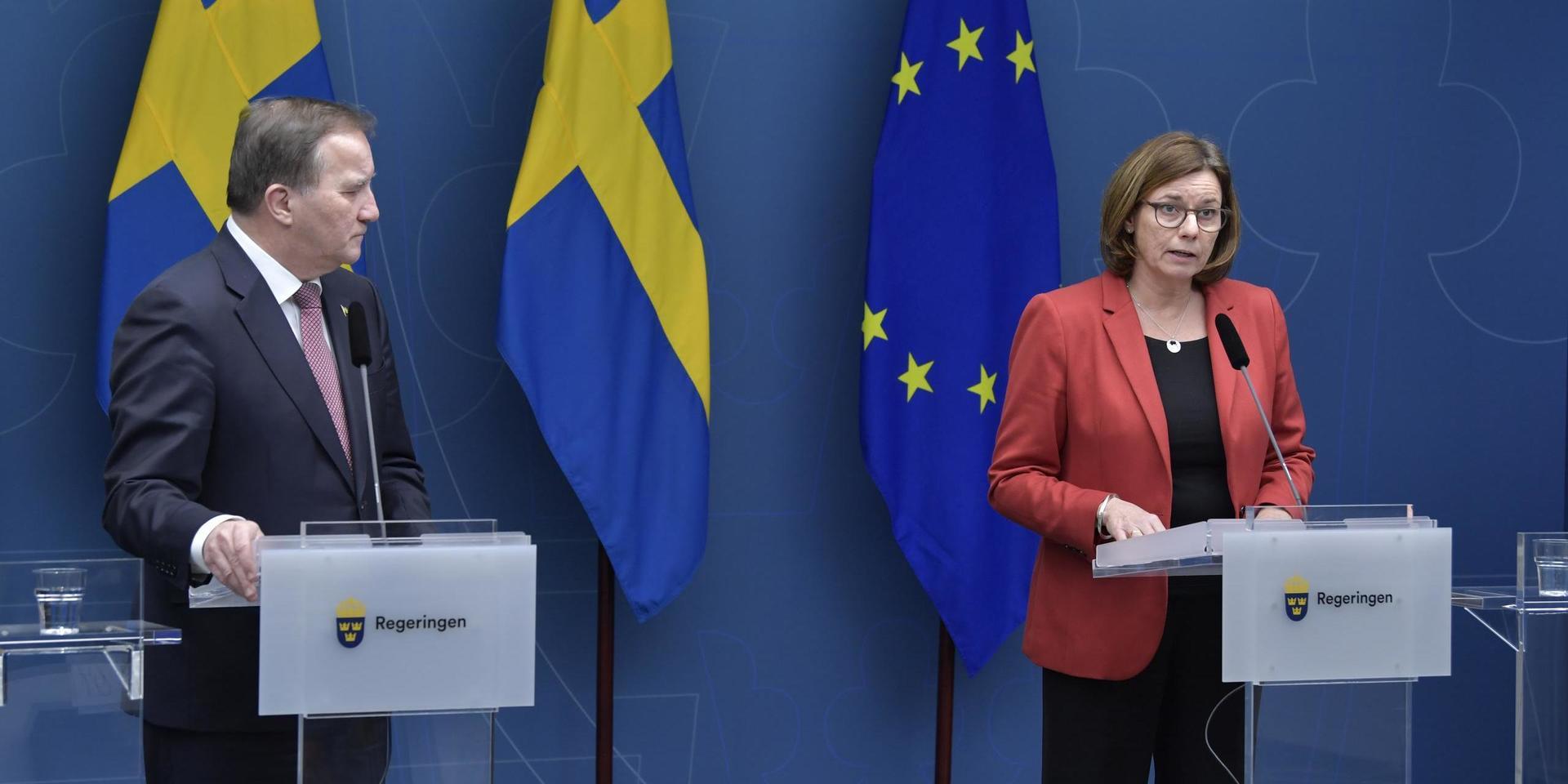 Statsminister Stefan Löfven (S) och vice statsminister Isabella Lövin (MP). Arkivbild