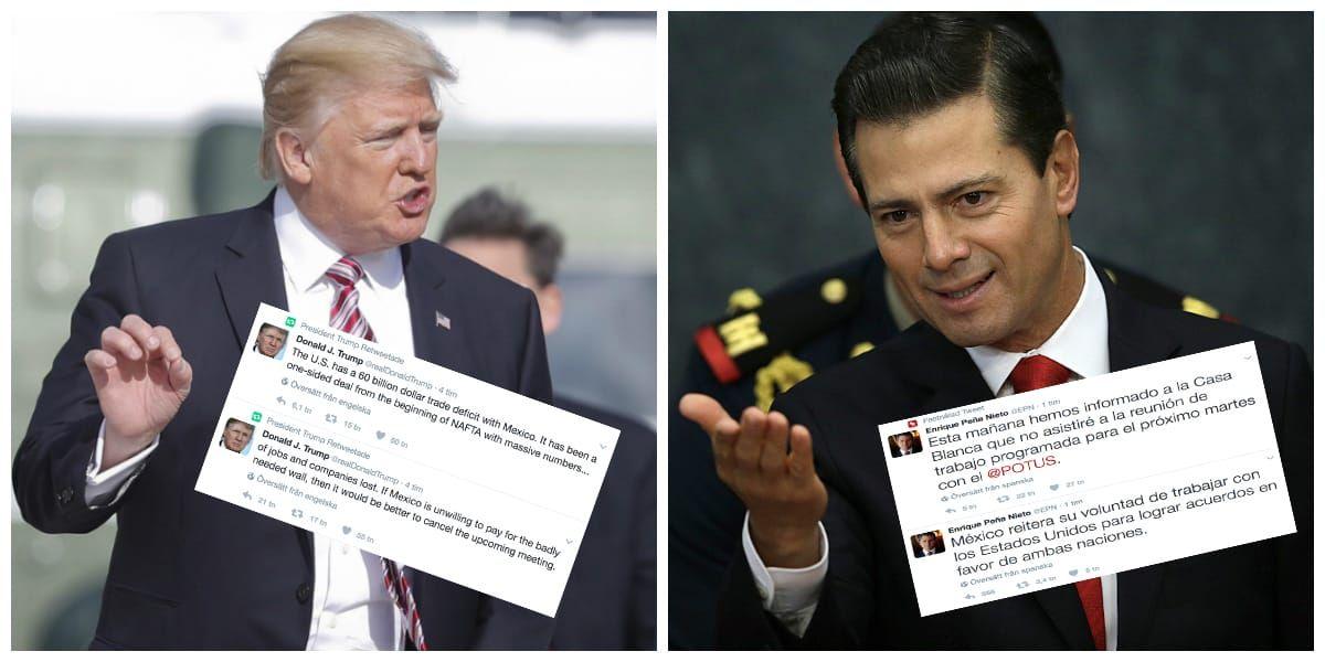 Dispyten mellan Mexikos och USA:s president utspelas inför öppna ridåer i sociala medier. Kollage: GP Bilder: TT