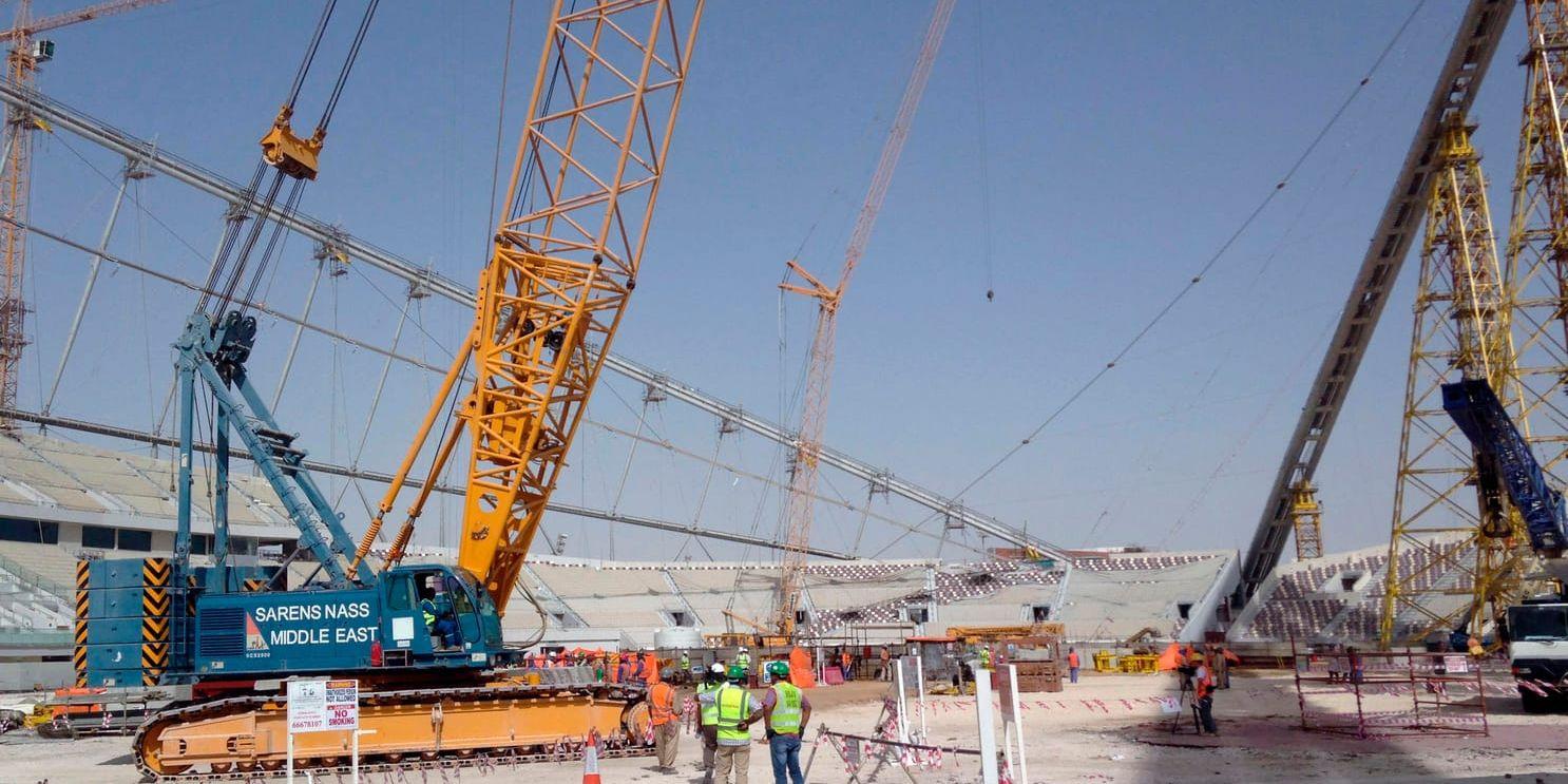 Bygget av Khalifa-stadion i Doha inför fotbolls-VM i Qatar. Arkivbild.
