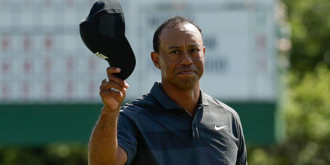 Tiger Woods på 18:e hålet under första rundan i Augusta.