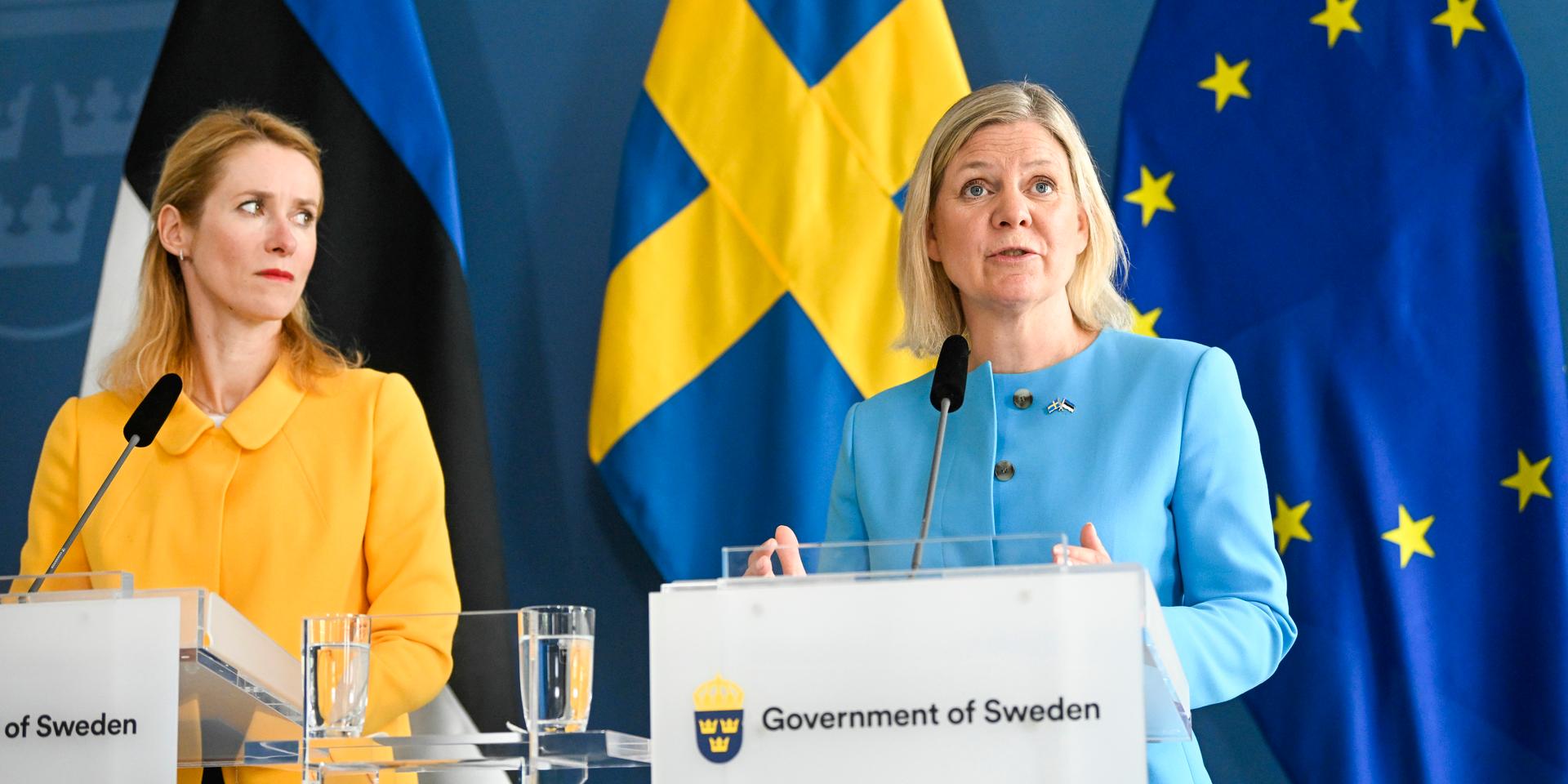 Statsminister Magdalena Andersson och Nato-landet Estlands premiärminister Kaja Kallas höll en gemensam pressträff på onsdagen. Estland stöttar Sveriges ansökan om medlemskap i försvarsalliansen.