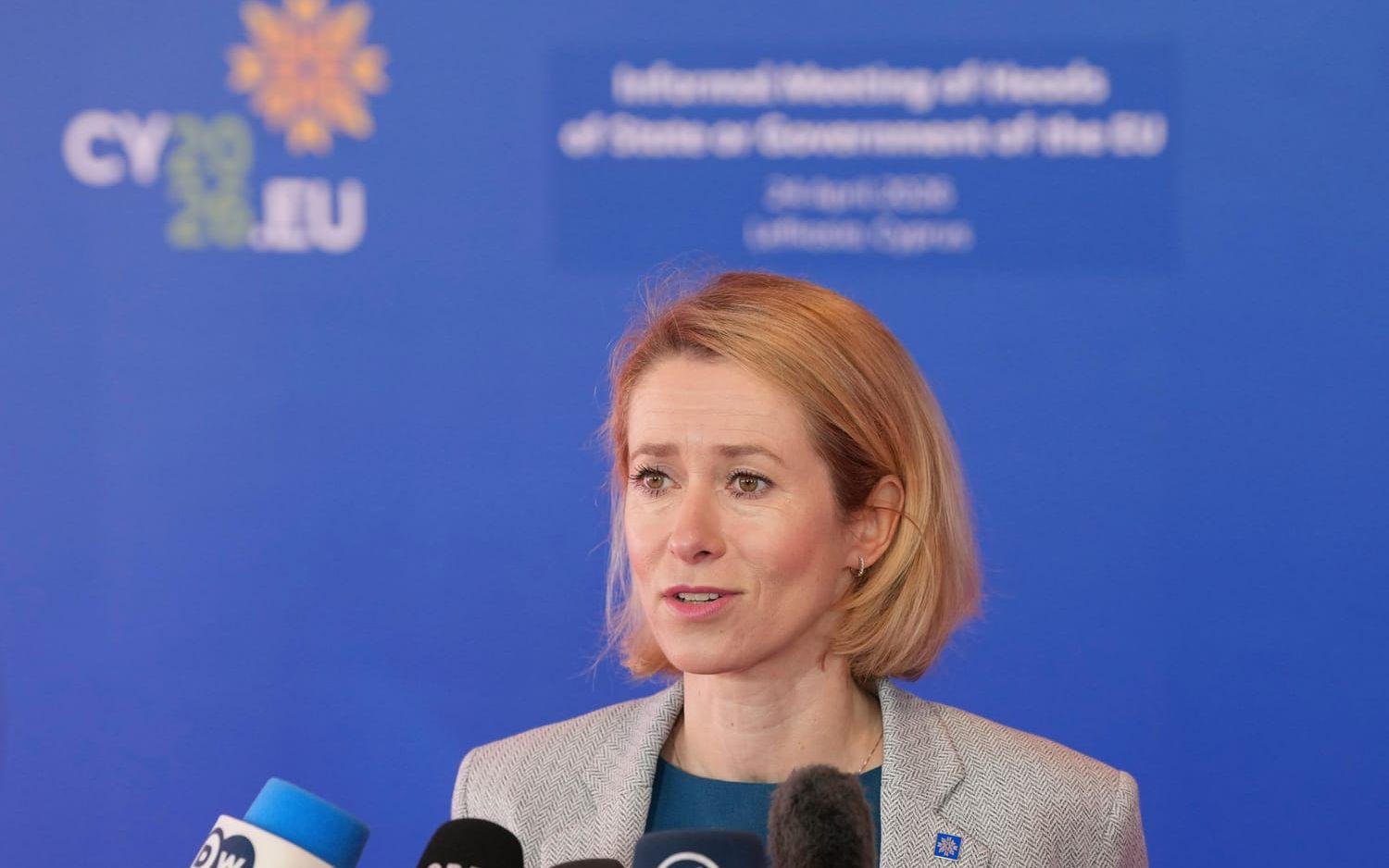 EU:s utrikeschef Kaja Kallas vid EU-toppmötet i Nicosia.