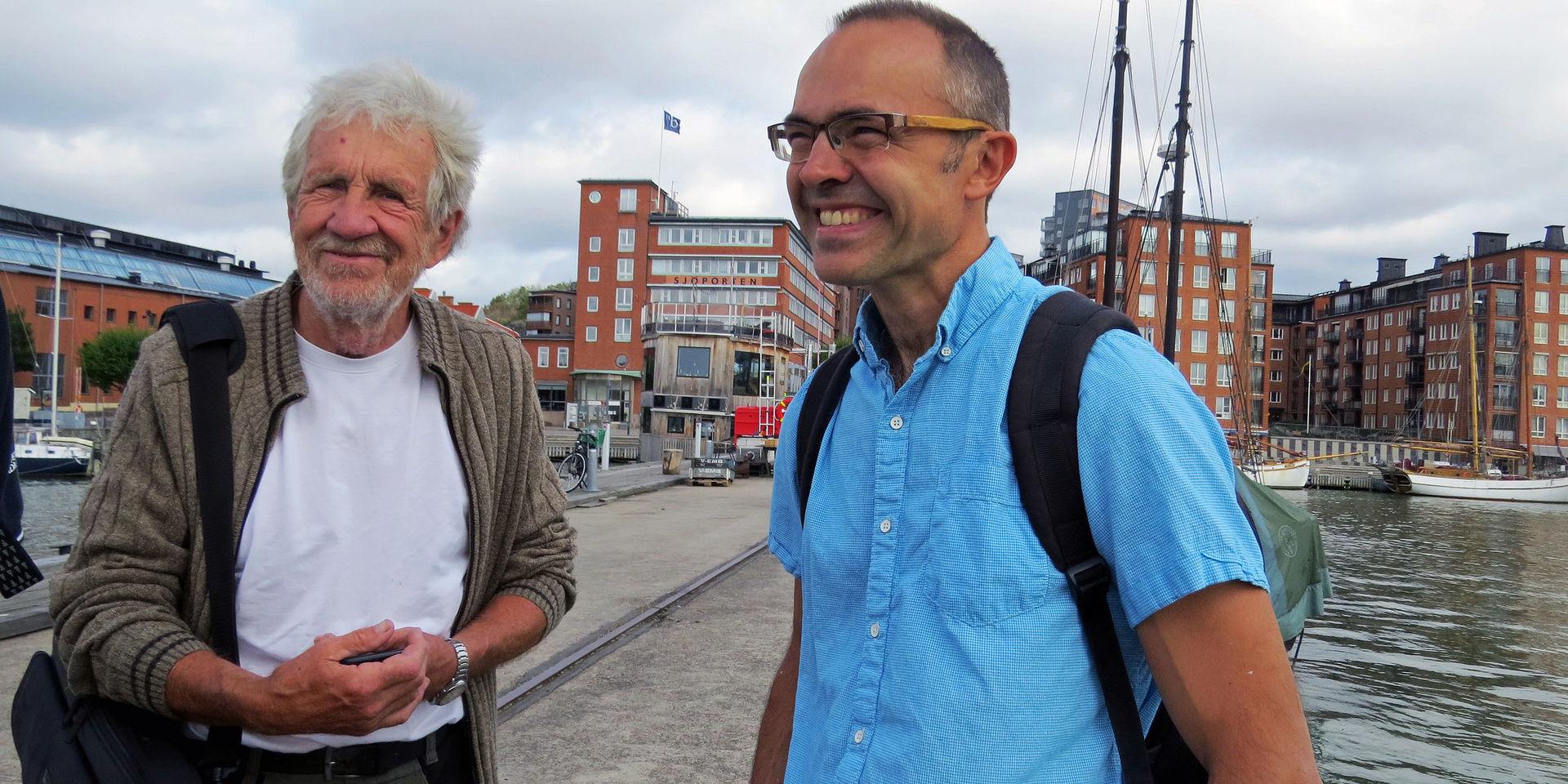 Professorerna Leif Djurfeldt och Martin Hassellöv från Göteborgs Universitet, inbjudna till Skeppshallen för att prata hav och miljö. 