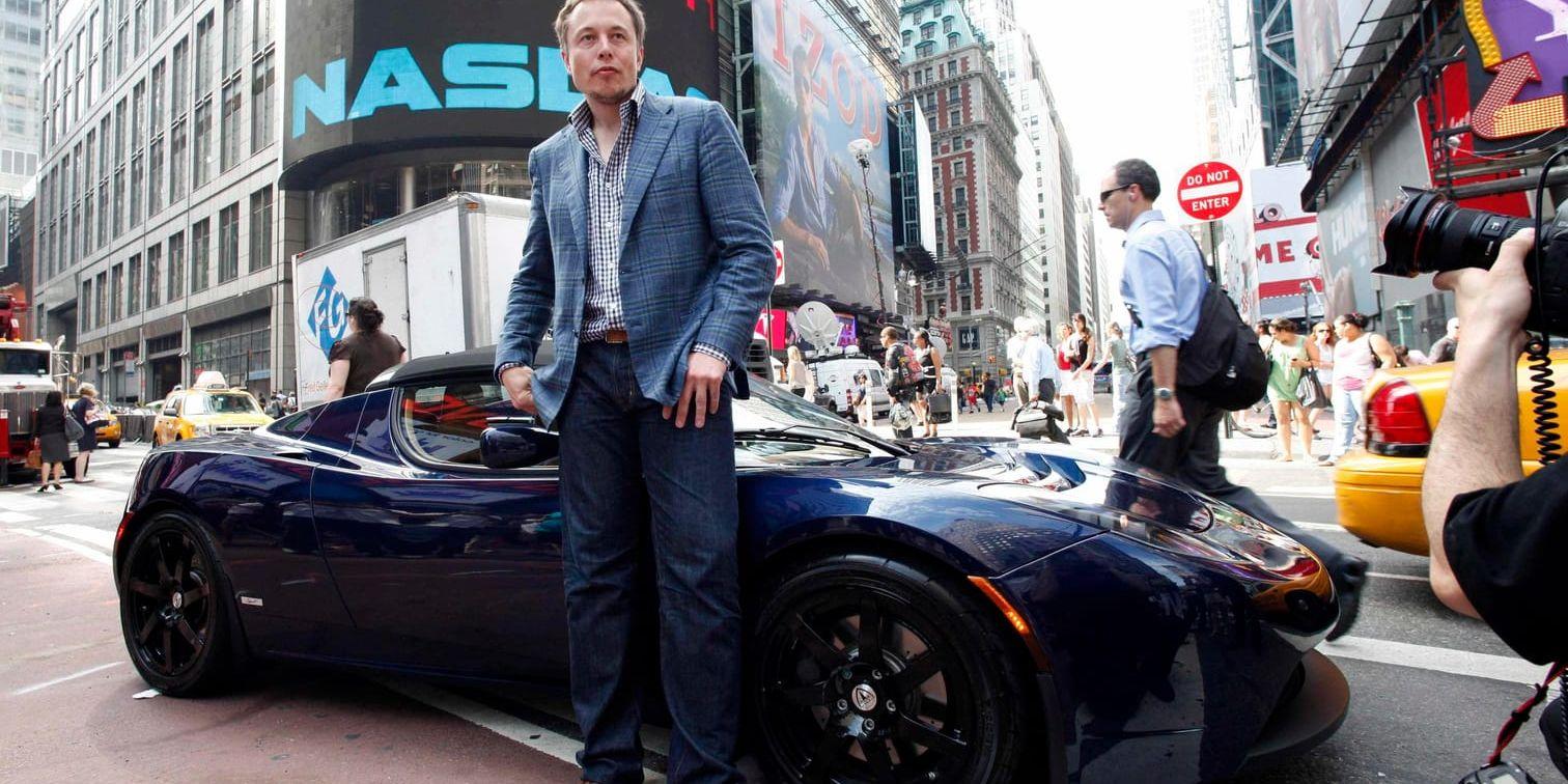 Elon Musk då Tesla börsnoterades 2010. Nu har han fått ett nytt löneavtal som bygger på fortsatt börsyra.