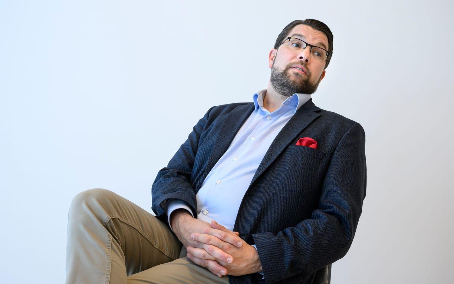 SD:s partiledare Jimmie Åkesson är själv lite förvånad över hur mycket av partiets migrationspolitik som finns med i Tidöavtalet.
