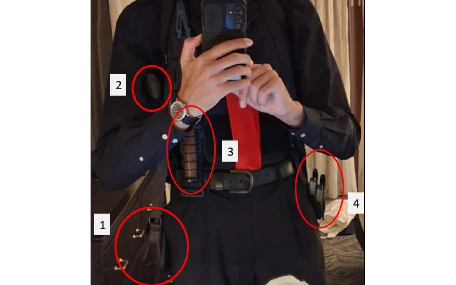 Fotot, som distribuerats av åklagarmyndigheten, är en selfie som den utpekade skytten Cole Tomas Allen tog på hotellet innan han sprang mot galamiddagen. 