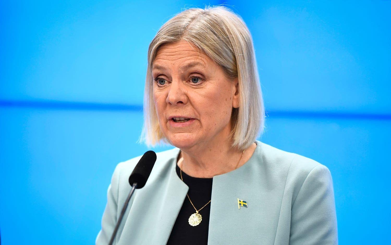 Magdalena Andersson (S) kan tänka sig förlänga den sänkta matmomsen som infördes 1 april i år. Arkivbild. 