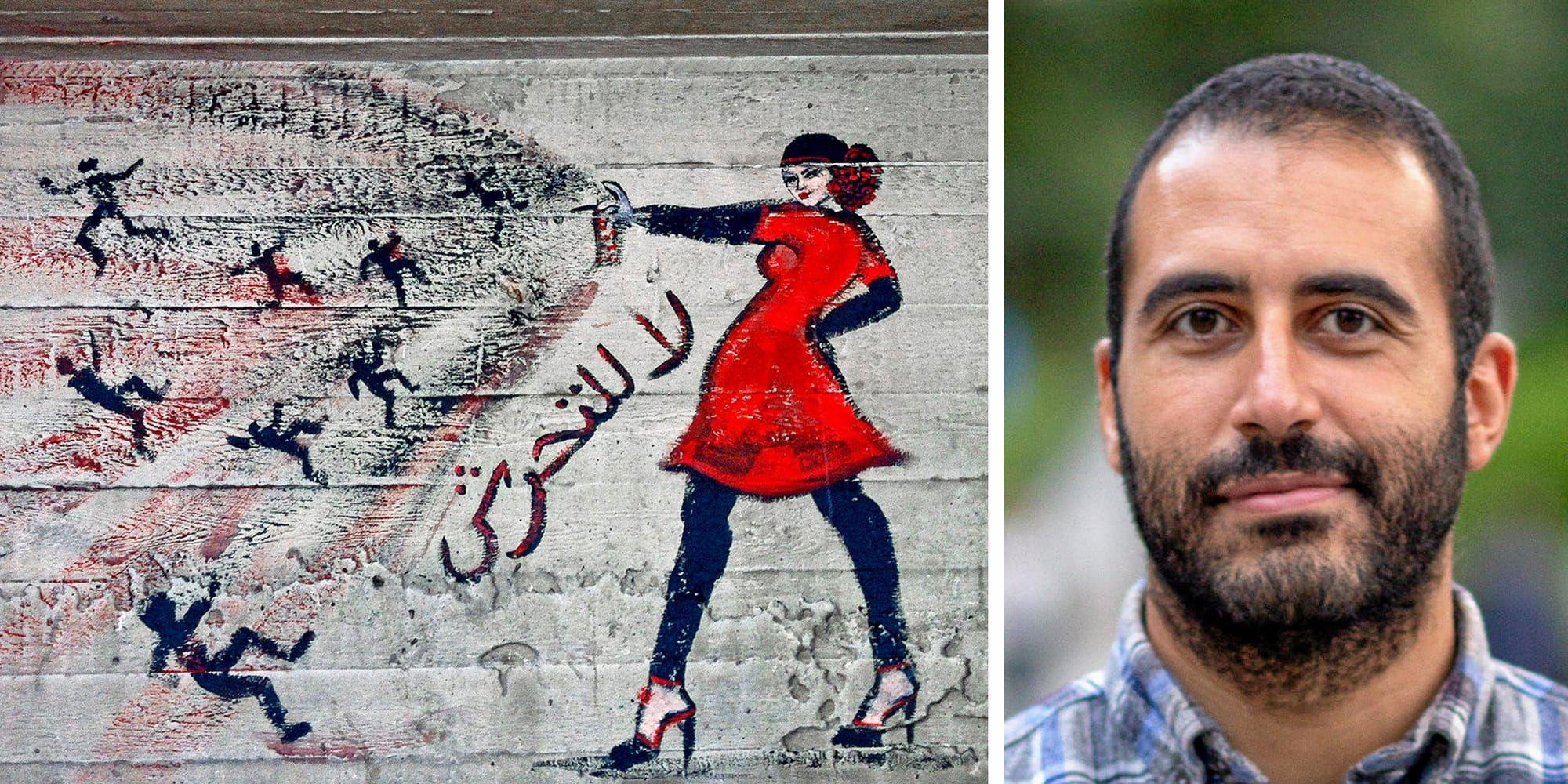 Kvinnokamp. Graffiti i Kairo med texten ”Inga trakasserier”. En FN-undersökning antyder att majoriteten av både kvinnor och män i Egypten ser sexuella trakasserier som något kvinnan i någon mån är ansvarig för genom att bland annat klä sig utmanande, skriver Omar Makram, GAPF.