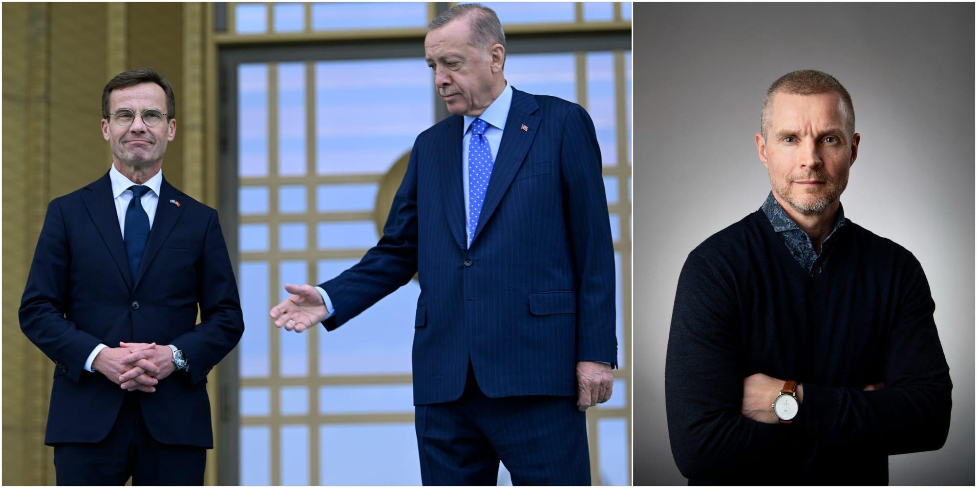 Statsminister Ulf Kristersson kallade den upphängda Erdogandockan sabotage och avskyvärt. Bilden är tagen i samband med statsministerns besök i Turkiet i november.