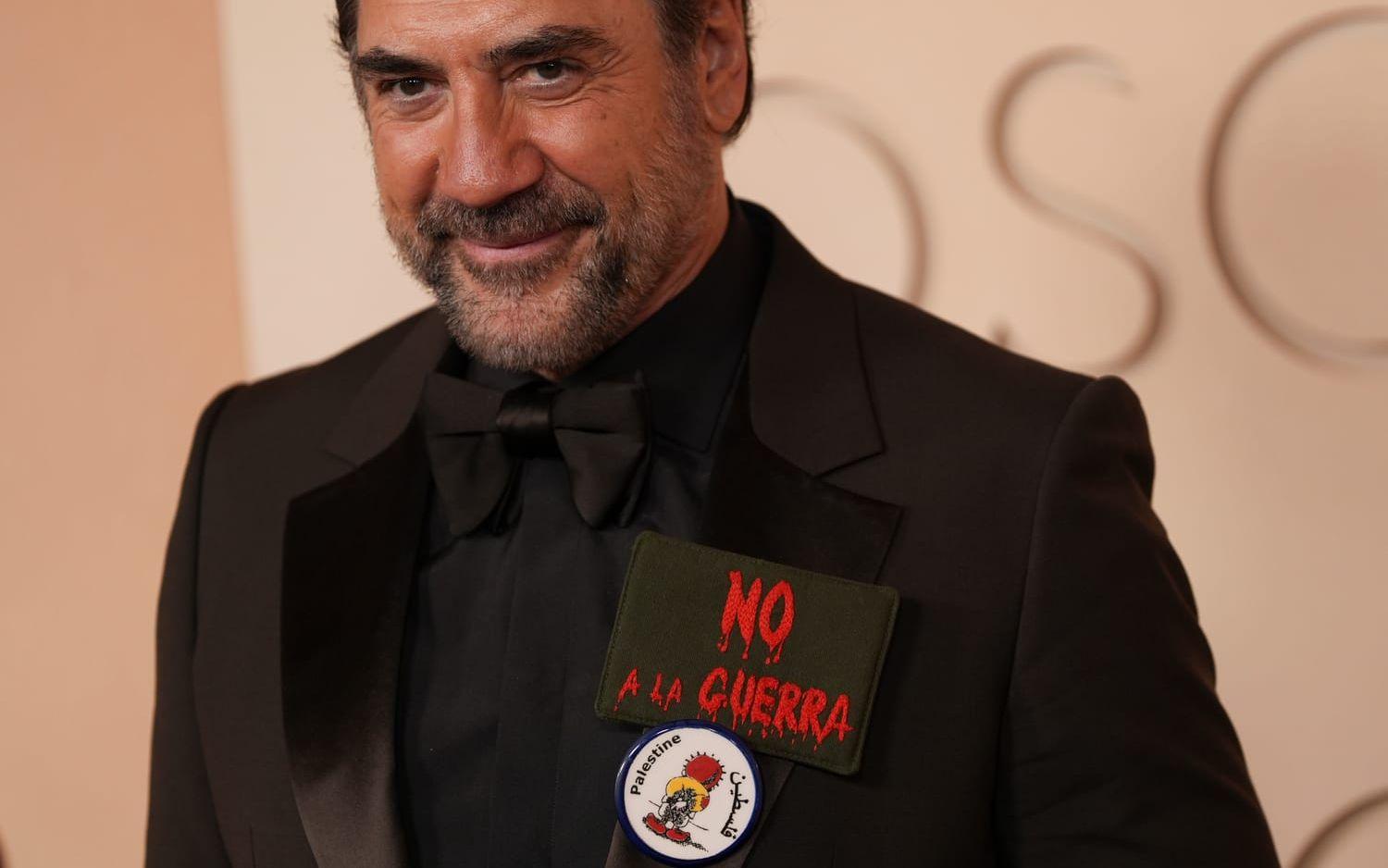 Javier Bardem protesterade både på röda mattan och från scenen. 