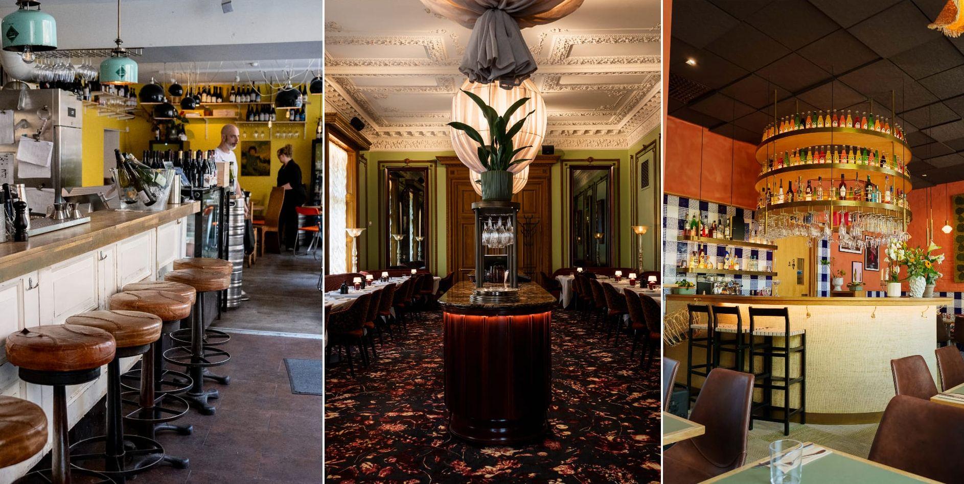 Kollage på inredning från krogarna Kravall, Umarell och Taqueria