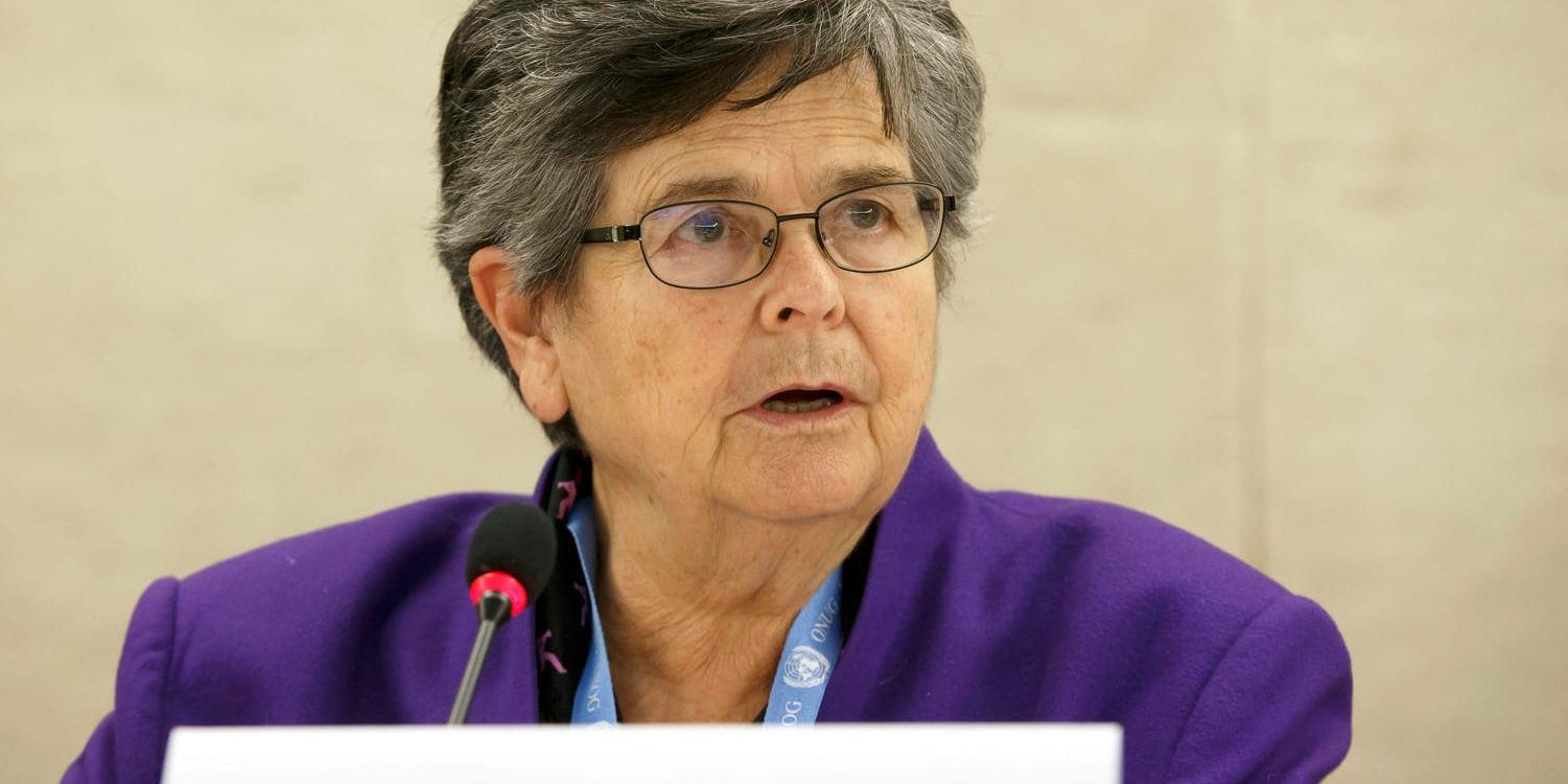 Ruth Dreifuss, tidigare inrikesminister och president i Schweiz, under ett panelsamtal i FN:s högkvarter i Gèneve 2017. Arkivbild.