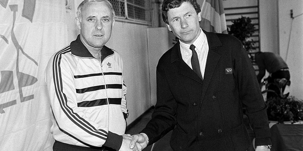 
    Jim McLean och Gunder Bengtsson i samband med finalen 1987. Bild: Bildbyrån.
   