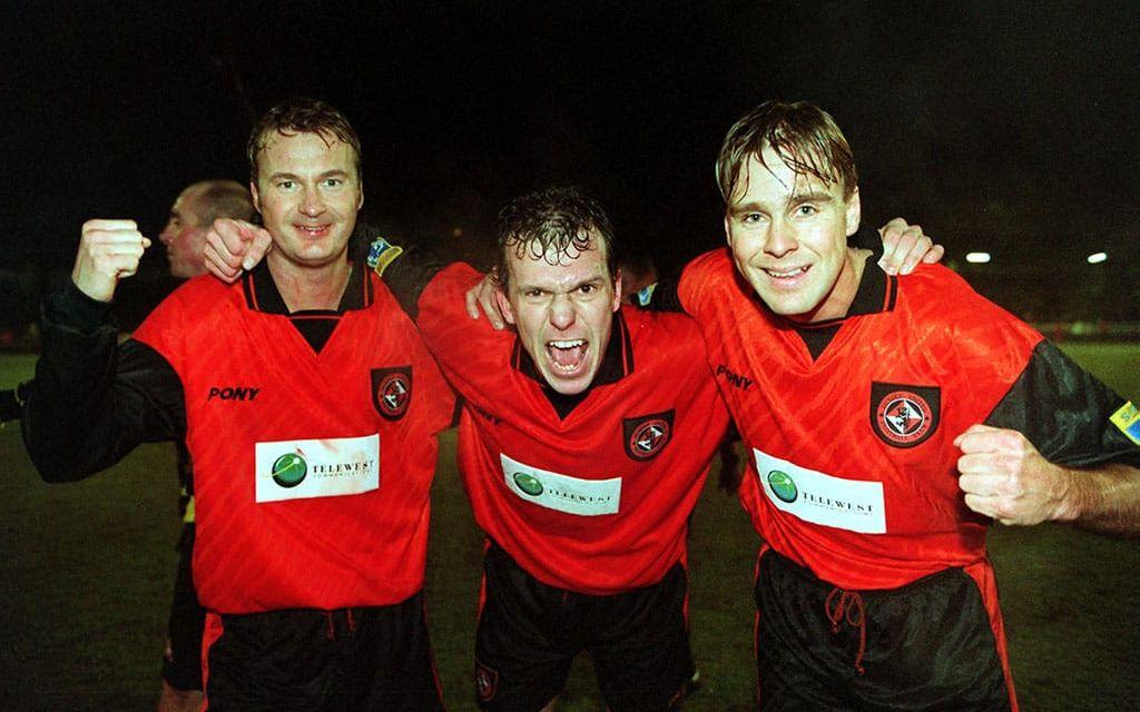 Lars Zetterlund, Kjell Olofsson och Jonas Wirmola spelade tillsammans i United 1997. Bild: Bildbyrån.