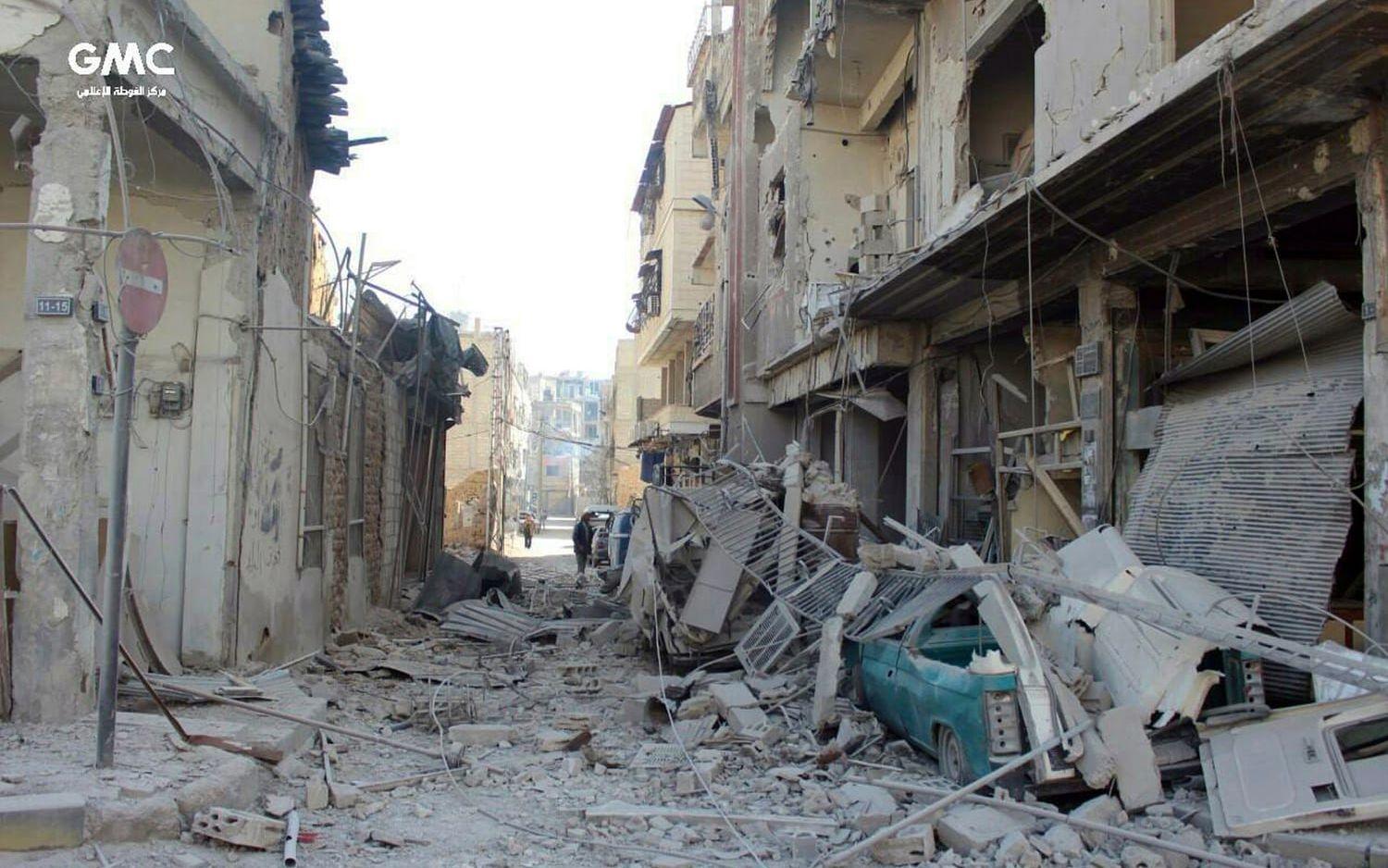  Förstörda byggnader i Douma. 
