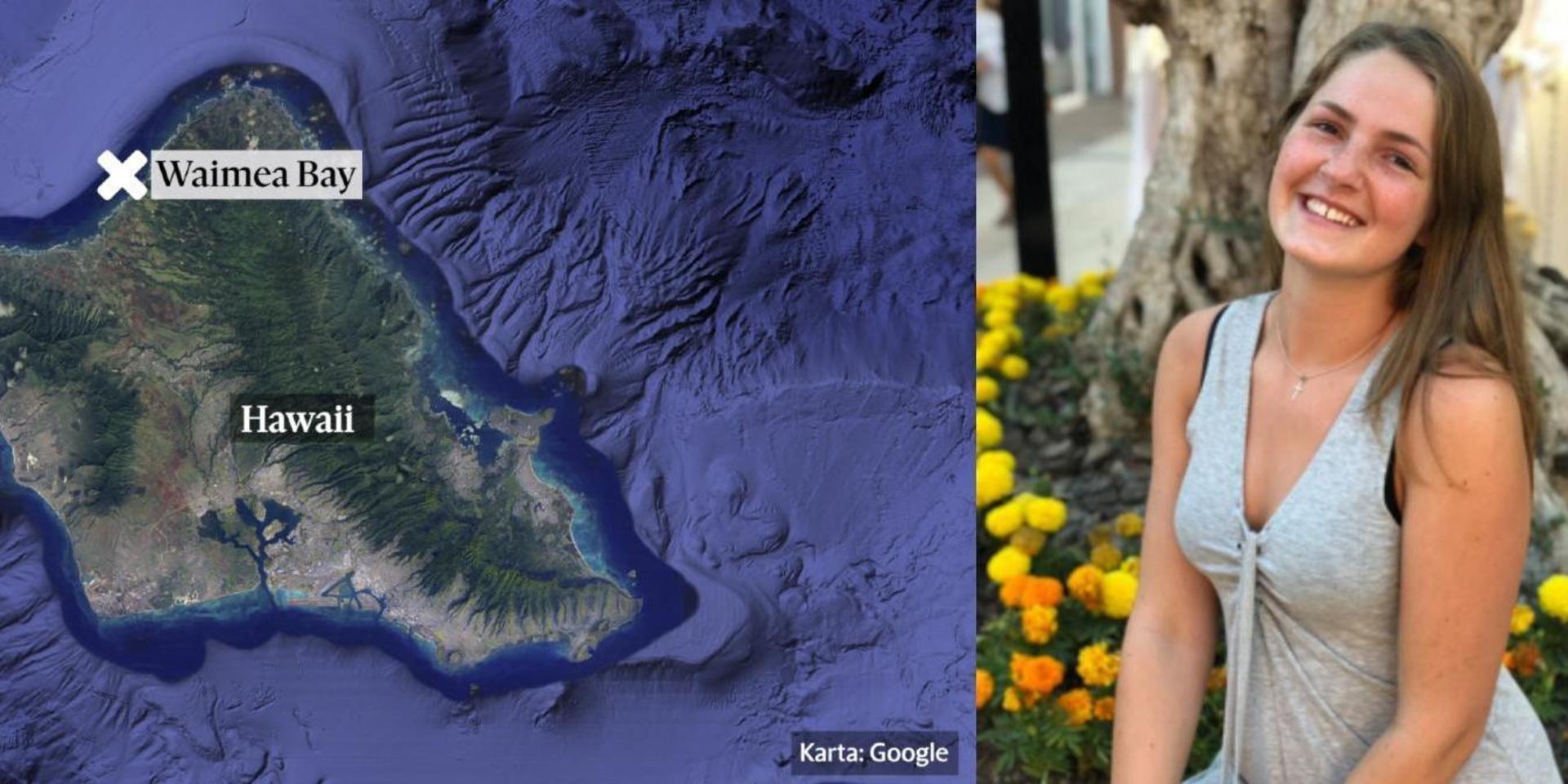 Hanna Wänerskog, 20, försvann från en strand på ön Oahu i Hawaii efter att ha svepts med av en våg. 