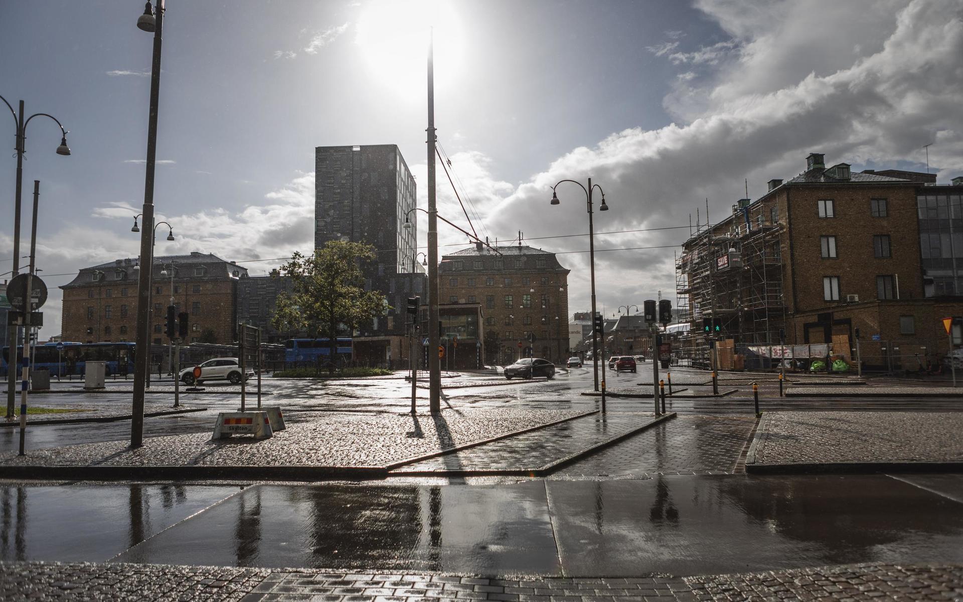 Sol och rejäla skurar i samband med åskvädret över Göteborg.