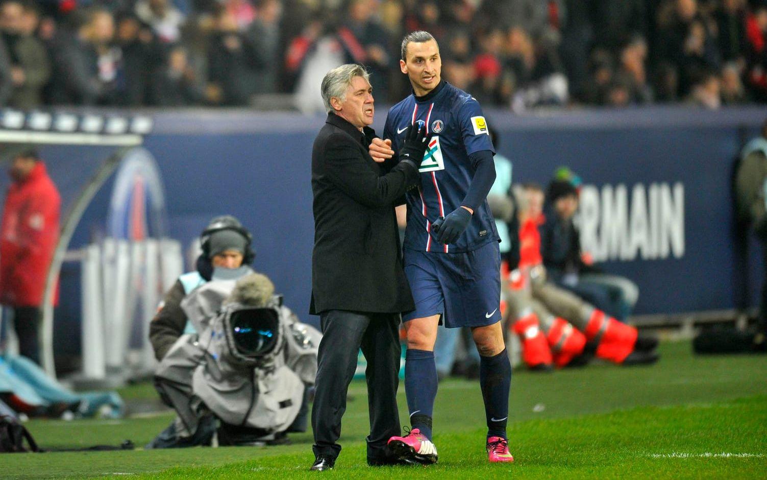 Trots låd-incidenten så tog Ancelotti och Zlatan hem en ligatitel under tiden i PSG. Foto: Bildbyrån