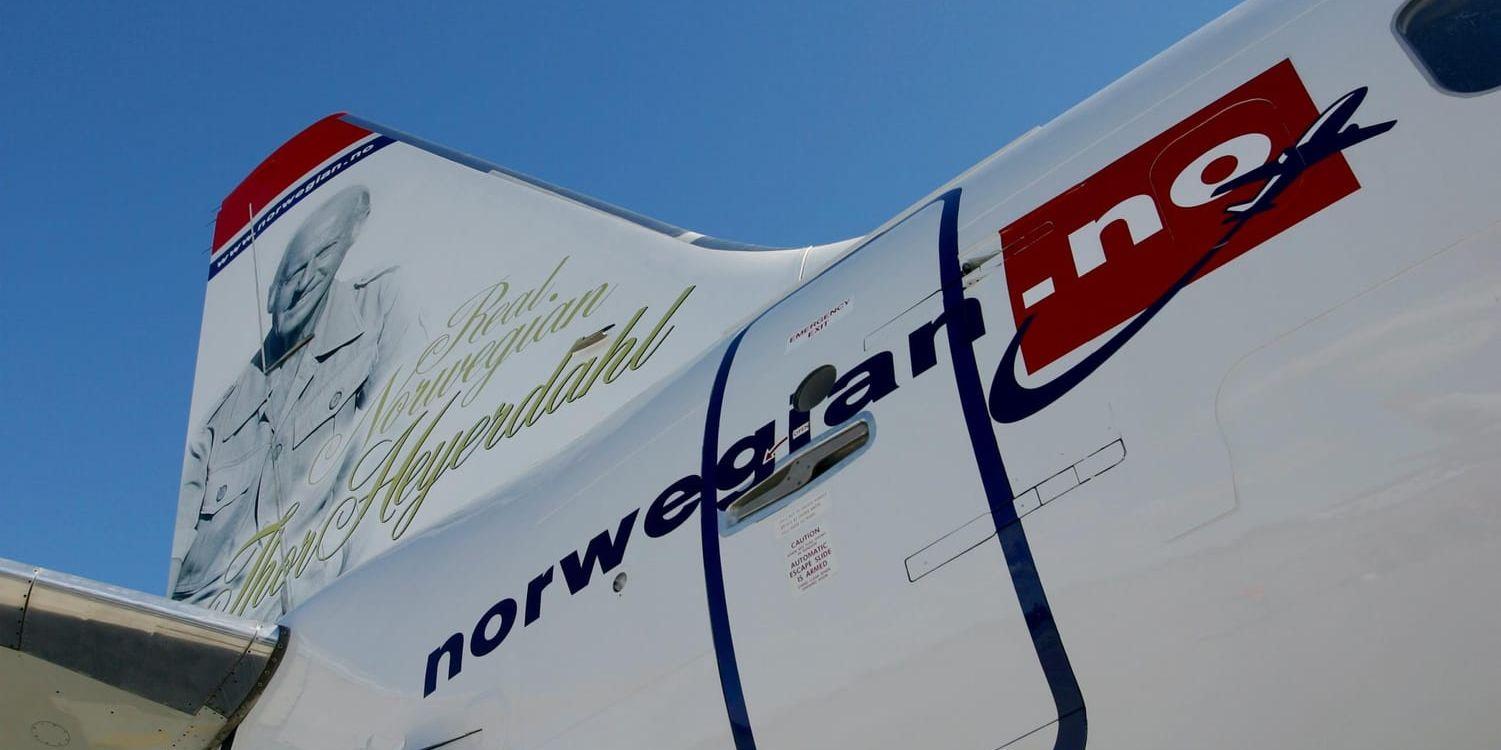 Norska flygbolaget Norwegian stiger kraftigt på Oslobörsen efter att man publicerat flygstatistik för 2017. Arkivbild.