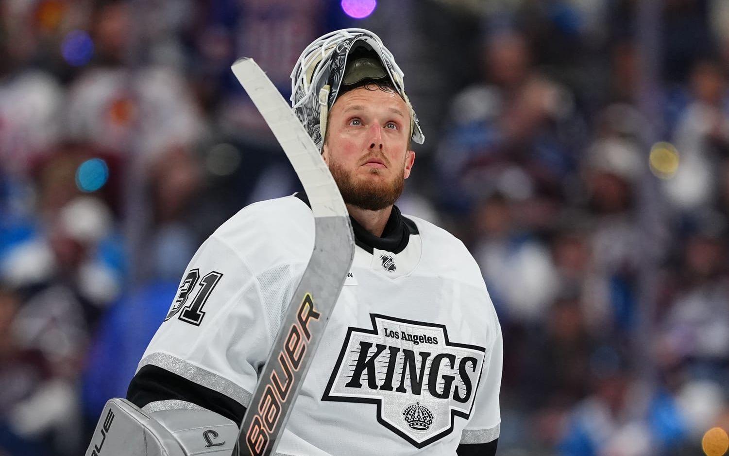 Los Angeles-målvakten Anton Forsberg under mötet med Colorado.