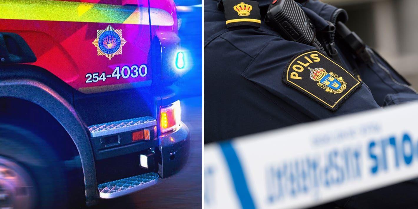 Totalt 13 bilar brann i Borås under lördagen, på olika platser. Vid en vårdcentral brann sju gasbilar, och polisen har spärrat av platsen under hela natten på grund av ihållande explosionsrisk. Bild: Stefan Bennhage/TT