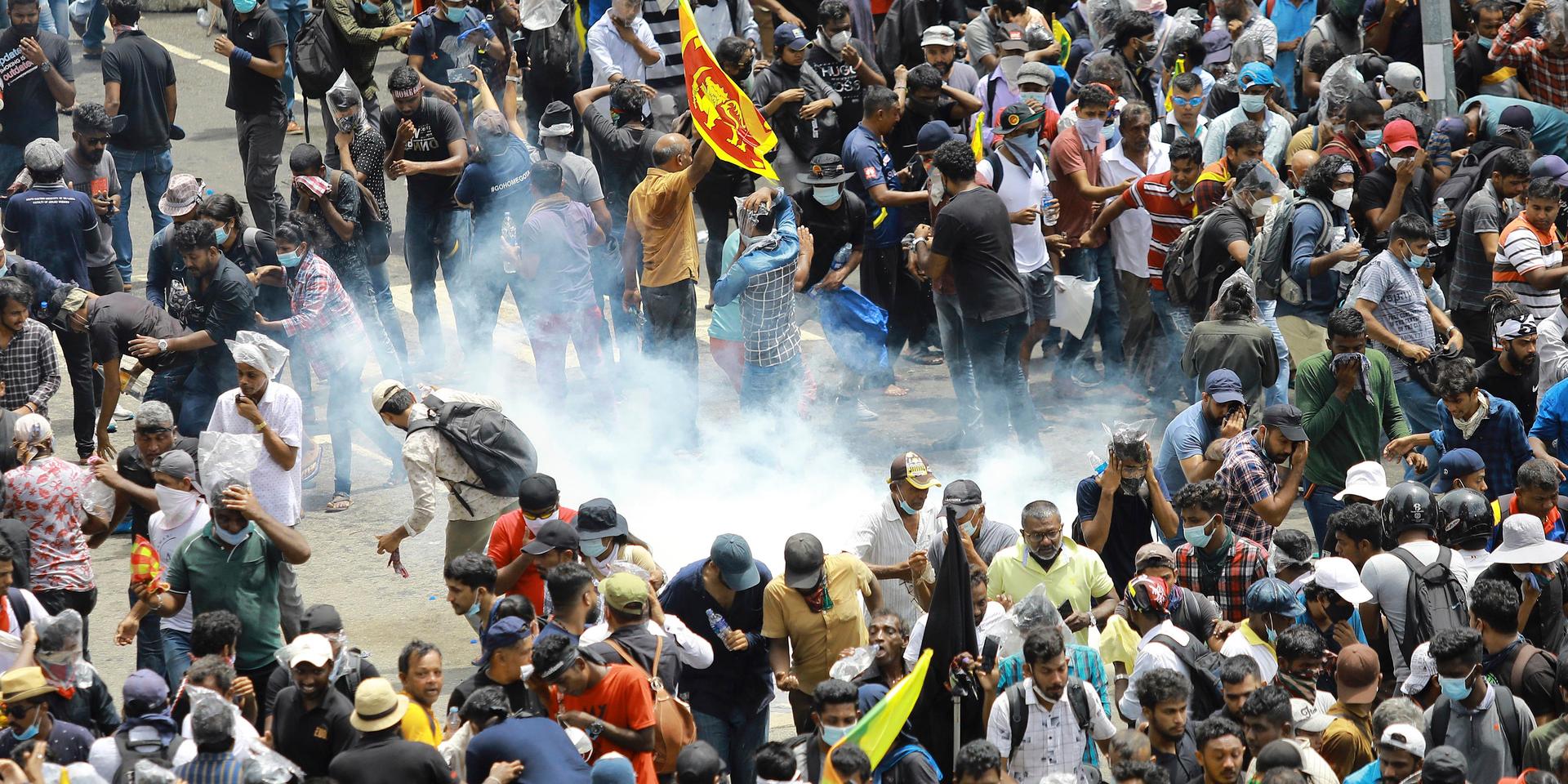 Lördagens protester ska ha samlat tusentals demonstranter i Sri Lankas huvudstad Colombo.