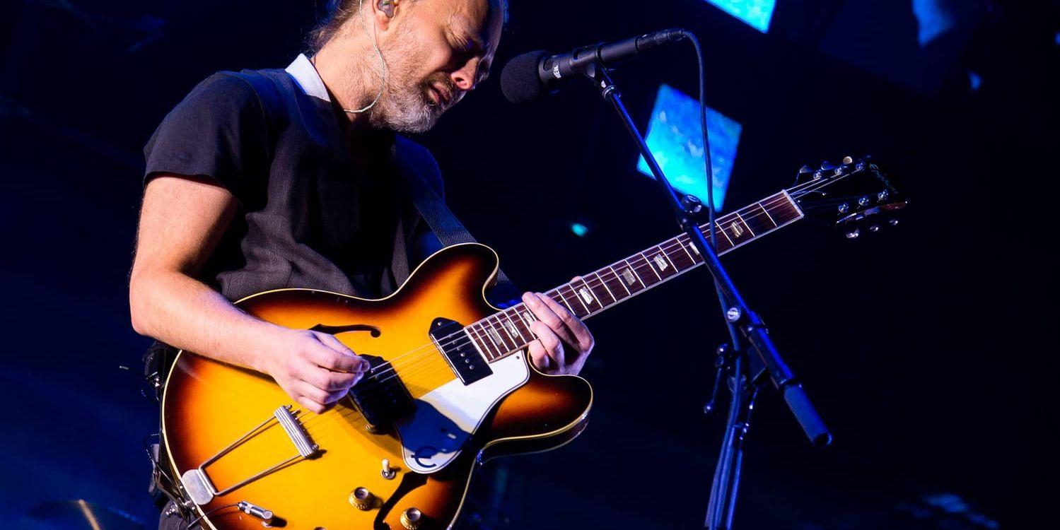 Thom Yorke i Radiohead. Bandet har uppmanats i ett öppet brev att ställa in en planerad spelning i Israels huvudstad Tel Aviv. Arkivbild.