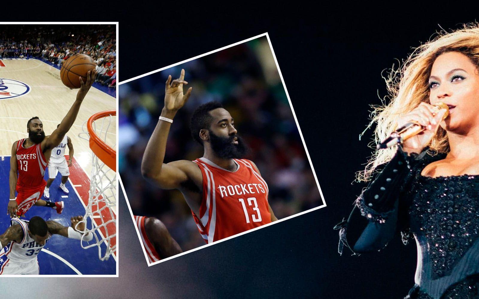 24. Beyoncé Knowles. Född i Houson, Texas, och håller stenhårt på stadens lag i NBA – Rockets. Hon softar gärna i ett matchlinne med favoritspelaren James Hardens namn på ryggen. Foto: TT