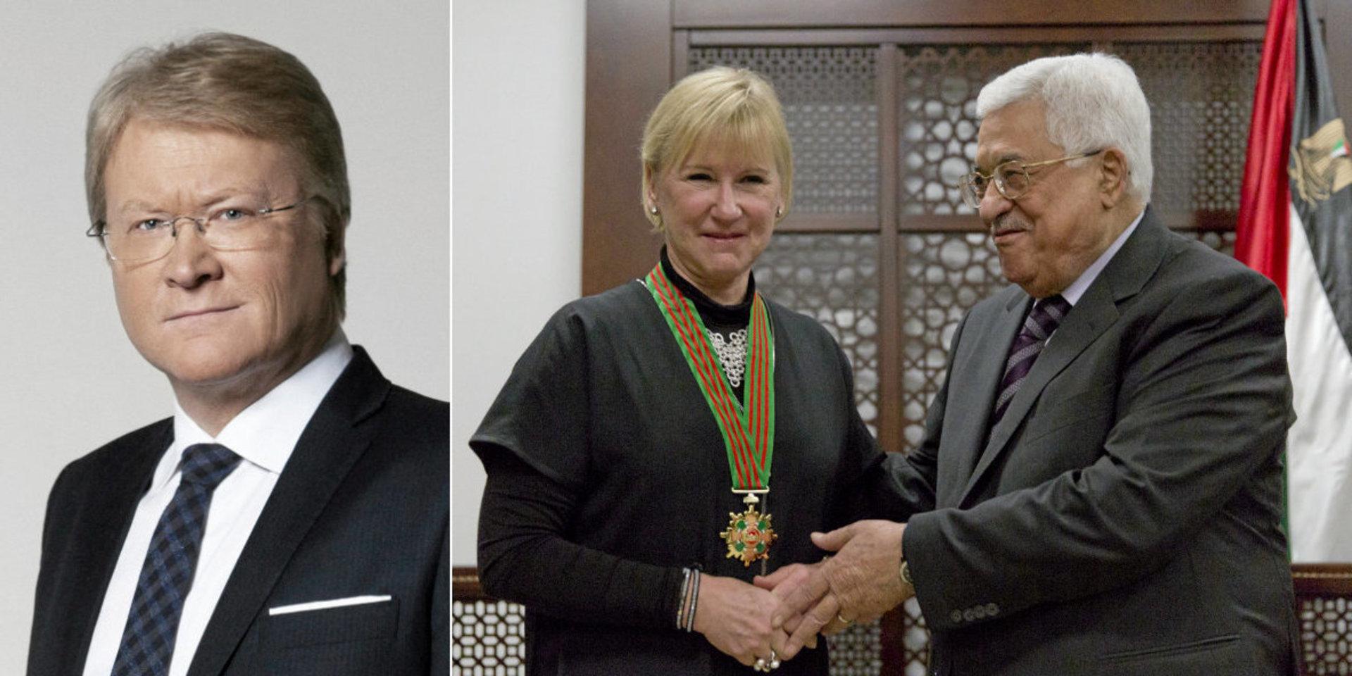 Lars Adaktusson (KD)
, riksdagsledamot och utrikespolitisk talesperson. Till höger: Margot Wallström (S) dekoreras av palestinske presidenten Mahmoud Abbas i Ramallah 2016.