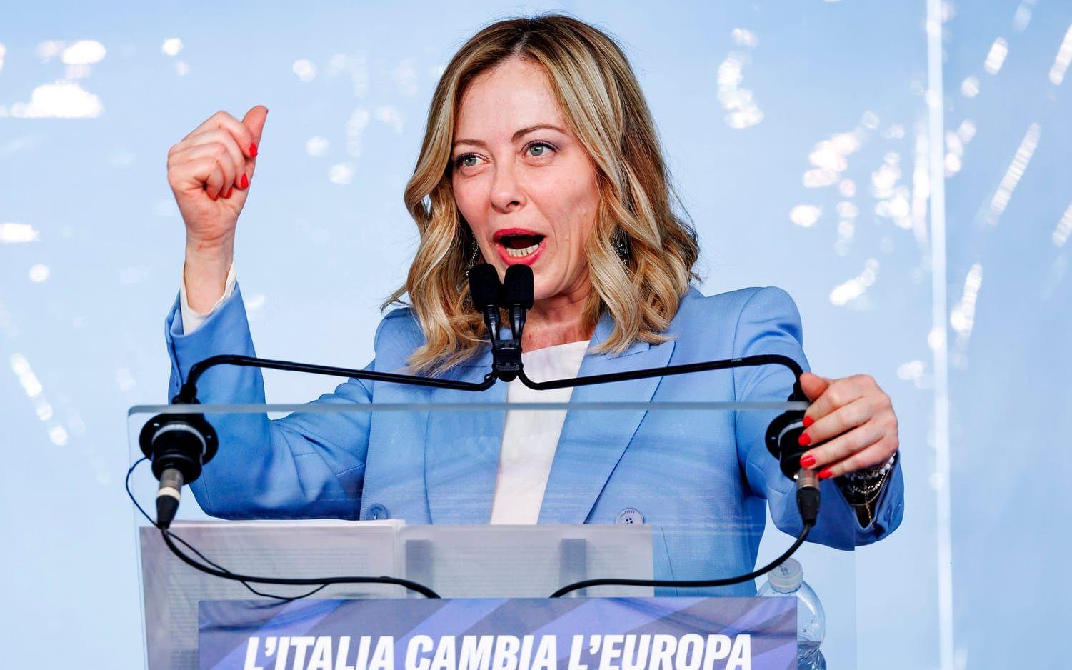 Italiens premiärminister Giorgia Meloni i Pescara på söndagen.