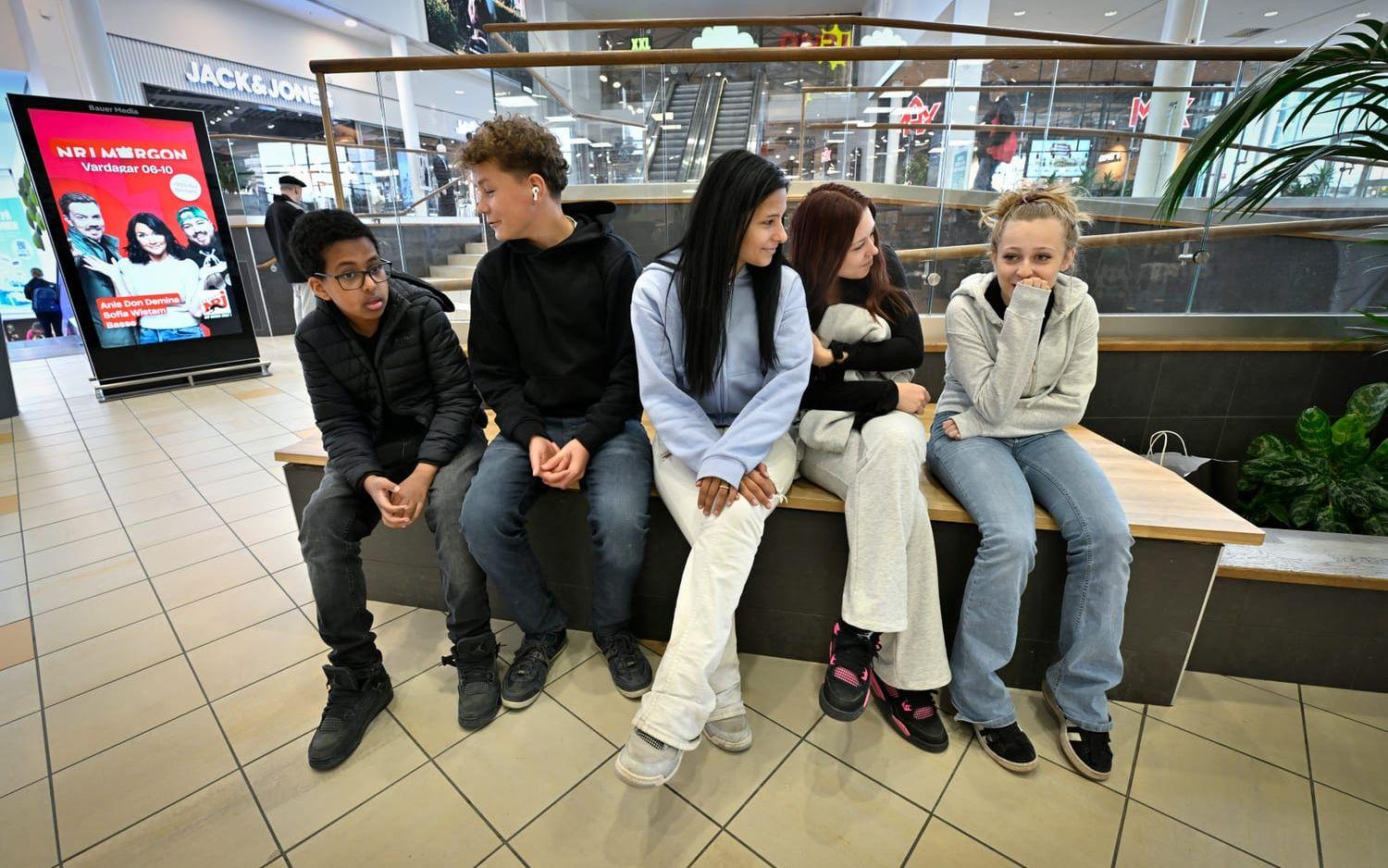 Hannat Shekhnur, Leo Carblom, Raseil Alyousef, Nellie Engström och Minna Tyni, alla elever på Kunskapsskolan, gick till Kupolens köpcentrum.