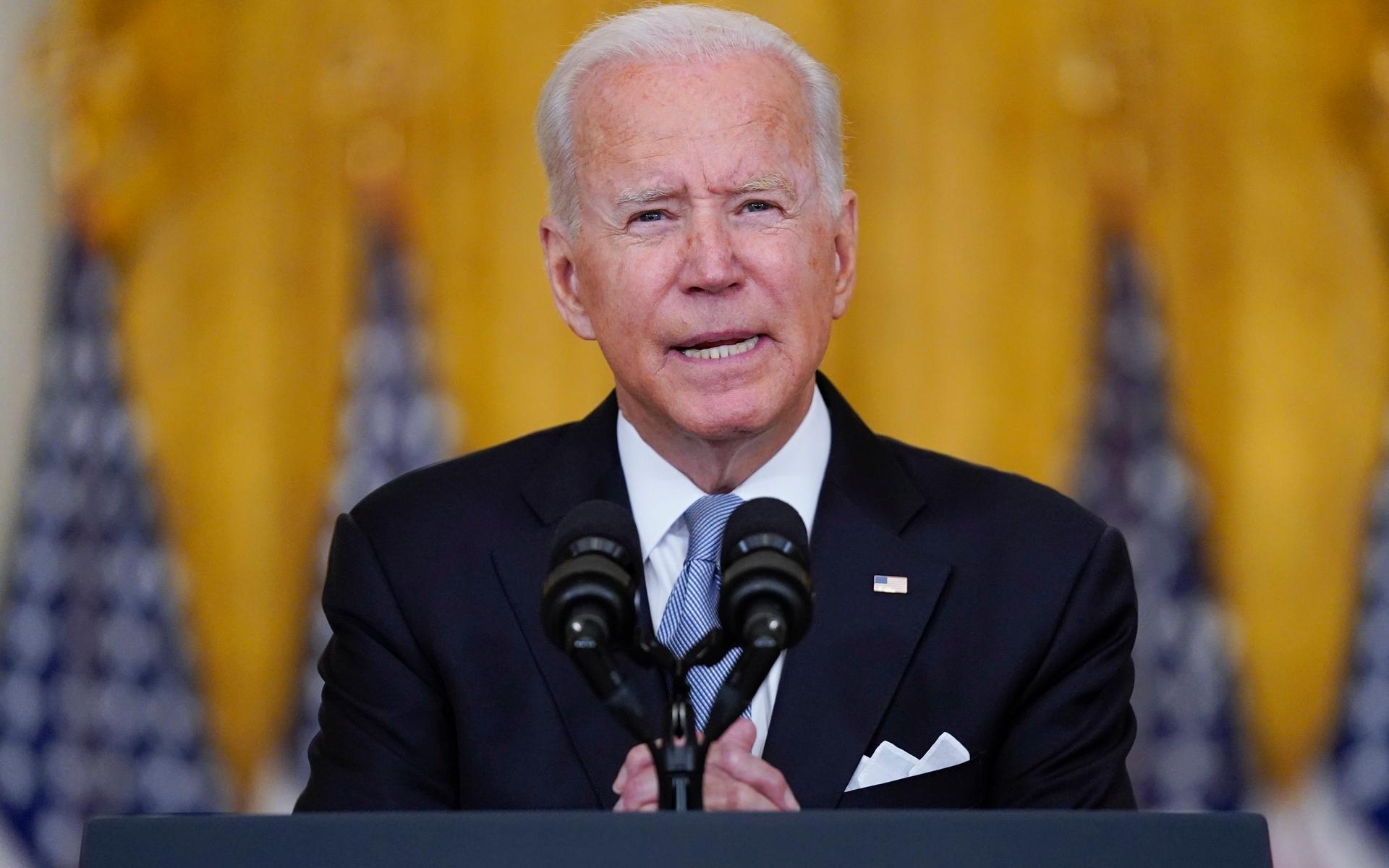 President Joe Biden håller tal med anledning av händelserna i Afghanistan.