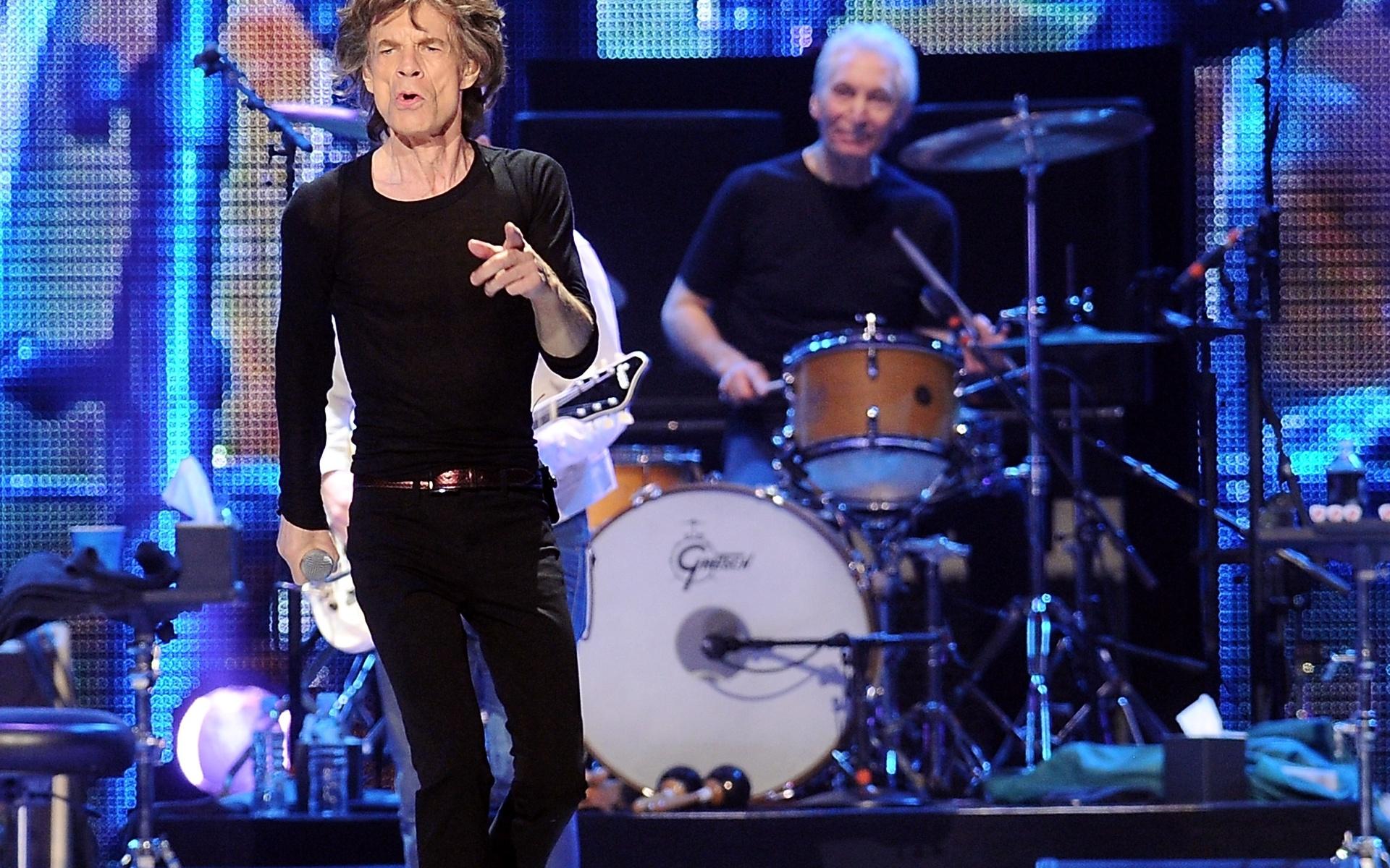 Rolling Stones sångare Mick Jagger och Charlie Watts under en spelning i USA.