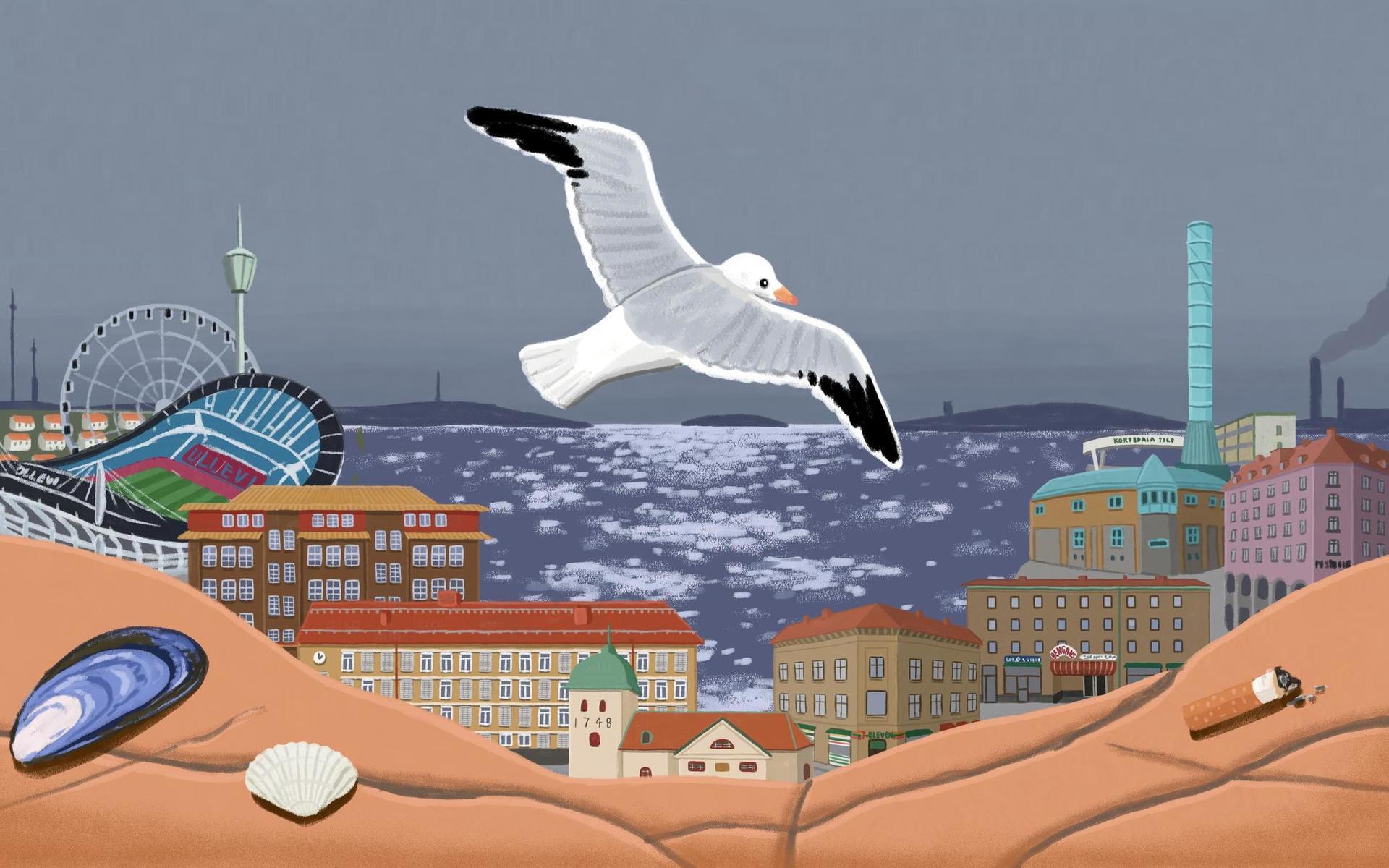 Illustration av Isabel Fahlén som är illustratör och animatör, utbildad på Konstfack samt född och uppväxt i Göteborg. 