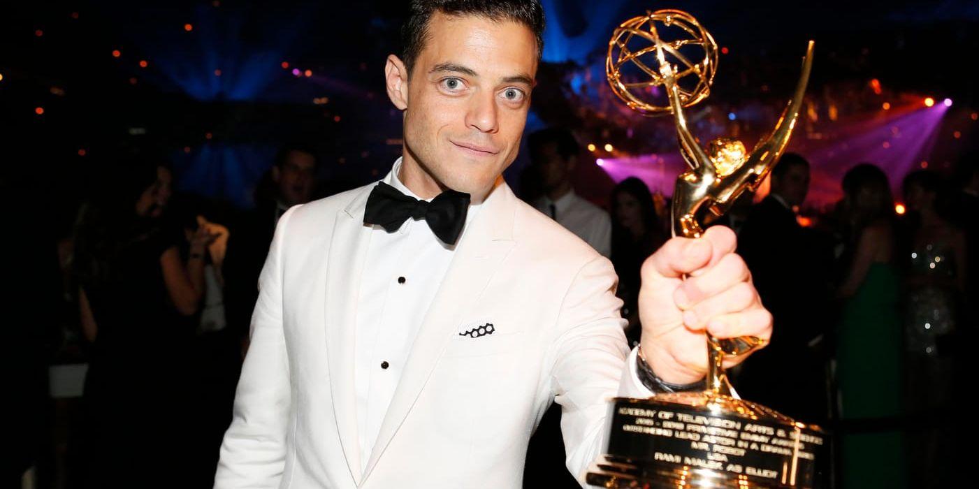 Rami Malek vann en Emmy för sin huvudroll i "Mr Robot" för två år sedan. Nu står det klart att serien avslutas efter den kommande fjärde säsongen. Arkivbild.