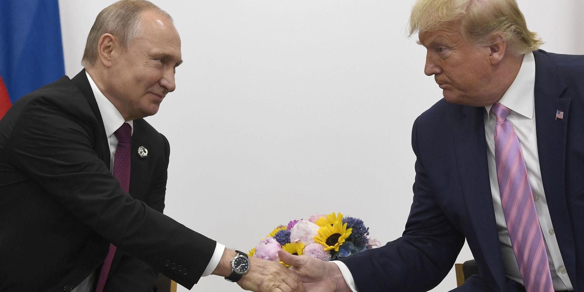 Rysslands president Vladimir Putin och hans amerikanska kollega Donald Trump har tidigare diskuterat framtiden för det så kallade Open skies-avtalet. Arkivbild.