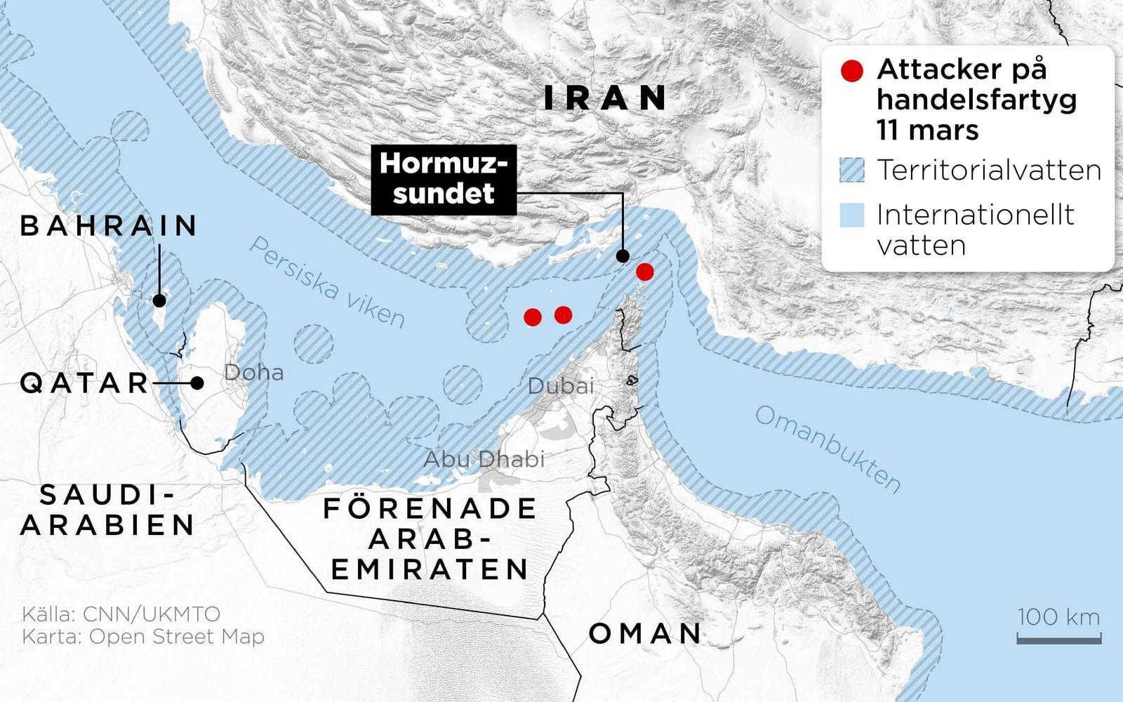 Flera handelsfartyg har på onsdagen attackerats i Hormuzsundet, som skiljer Persiska viken och Omanbukten.